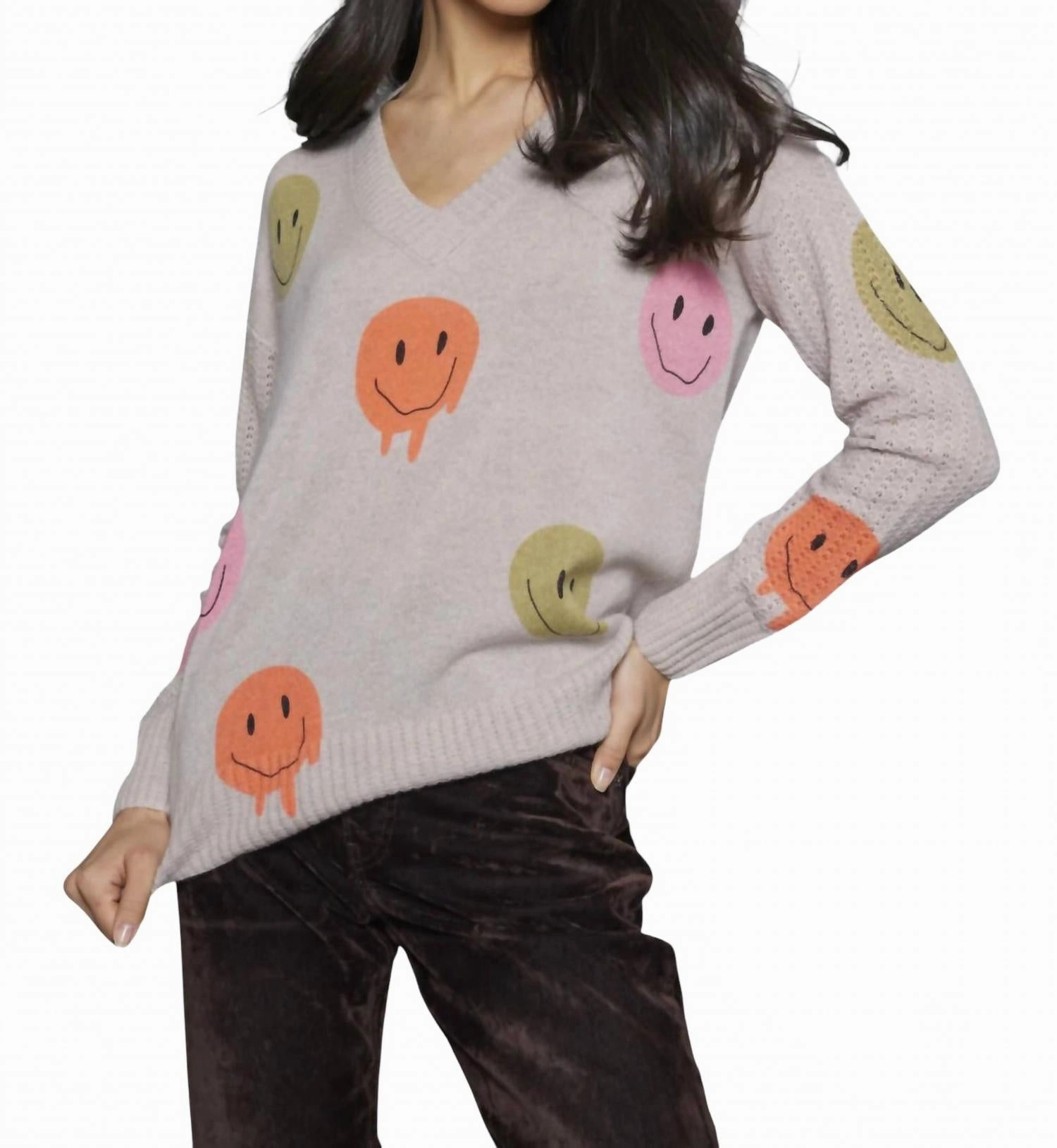 Sustainable Production Certified Mood Check Cashmere Sweater In Birch
