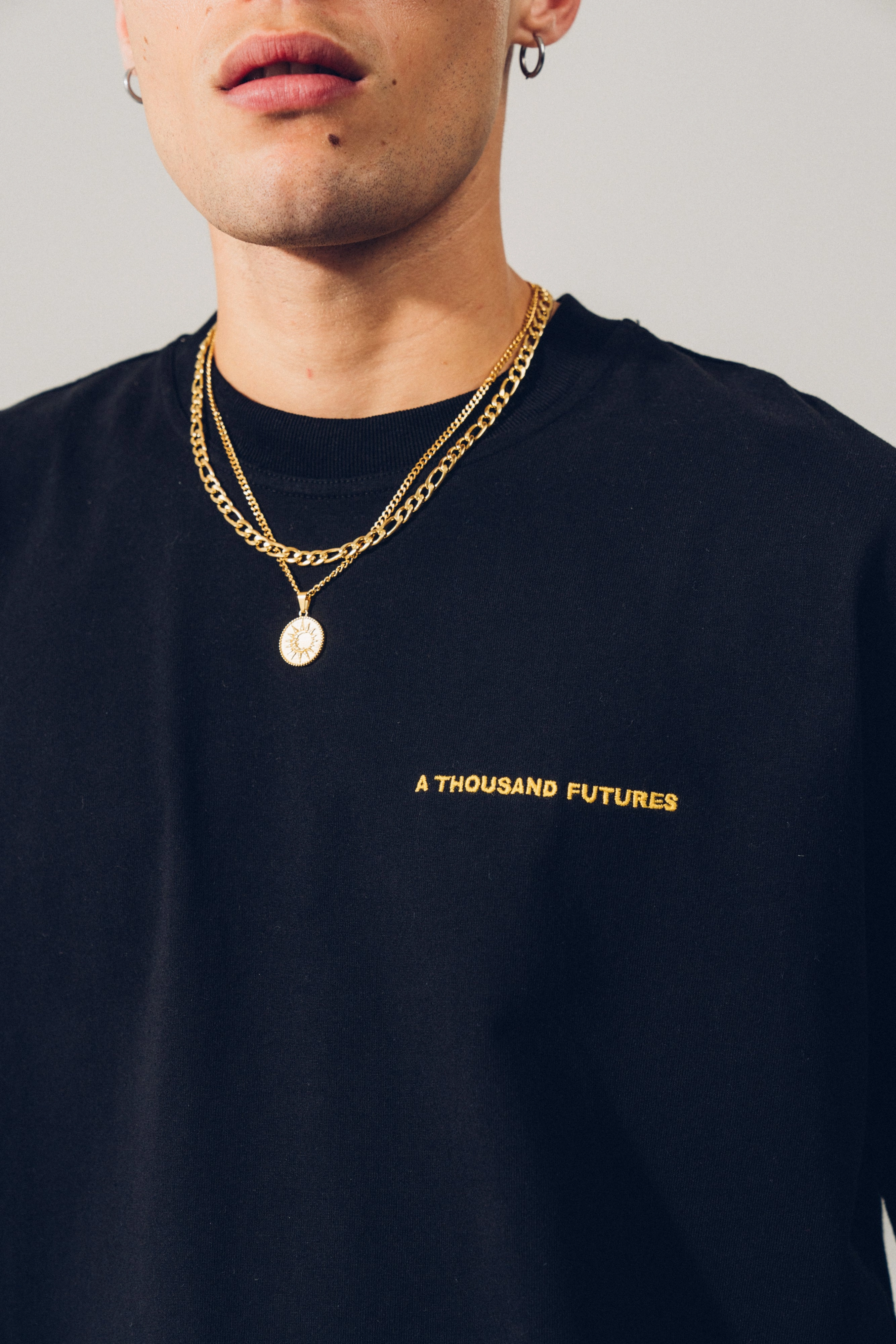 A Thousand Futures 'Kyoto' Embroidered Tee - Black FadeResistant Coating Fresh Style