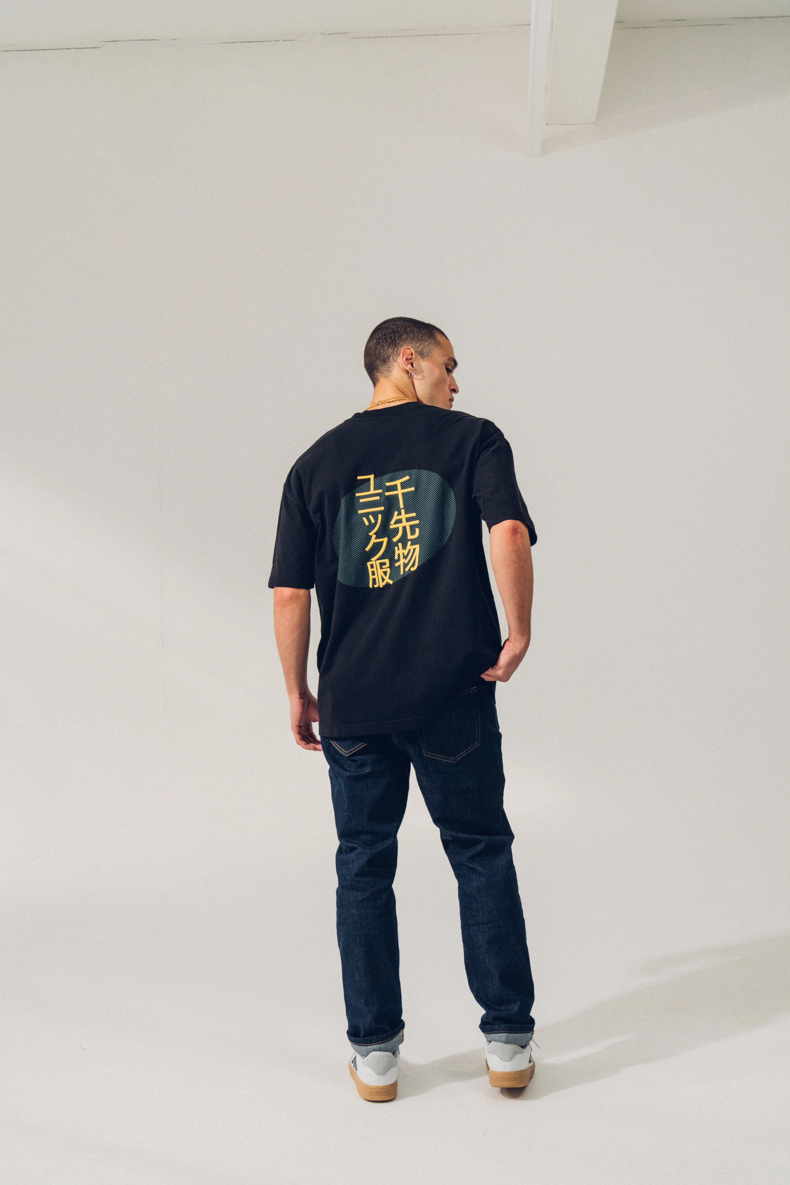 A Thousand Futures 'Kyoto' Embroidered Tee - Black Minimalist purity