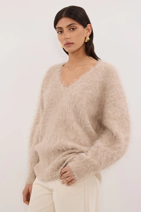Ergonomic Sleeve Design Perfectly Cozy SALMA OAT V NECK JUMPER