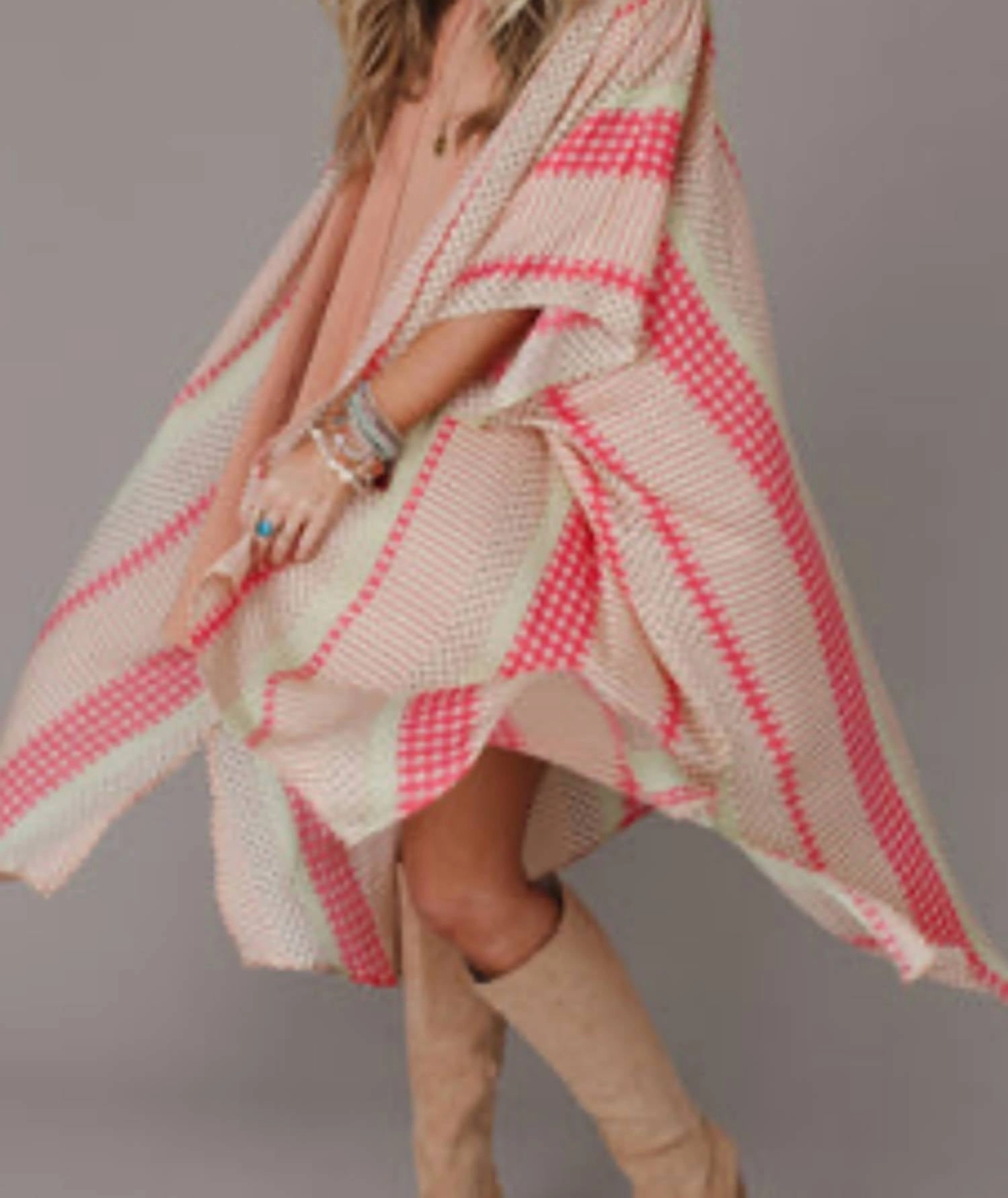 Relaxed Layers Janet Kimono In Pink Multi