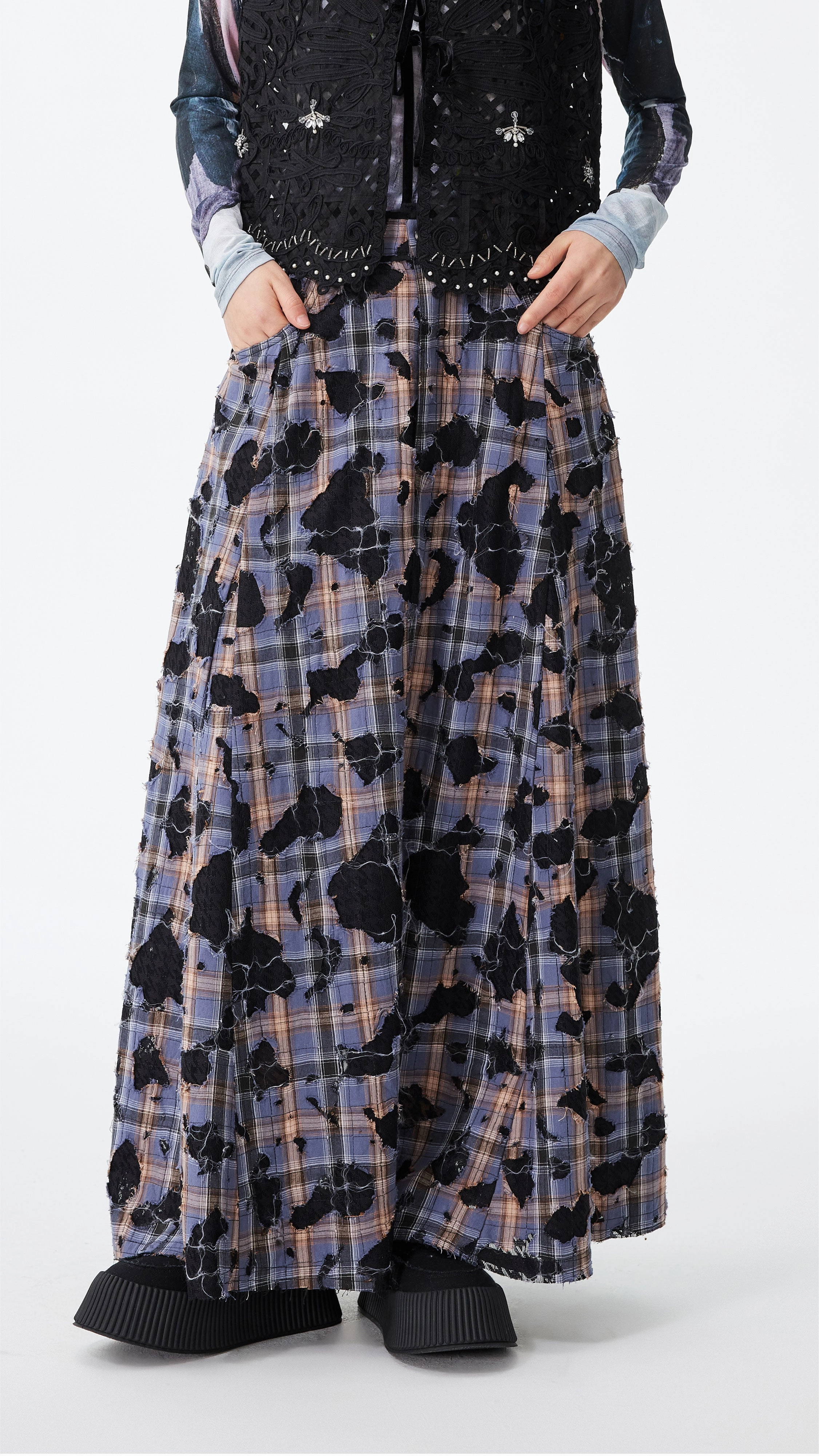 Patchwork Lace Flare Skirt Vibe Shot