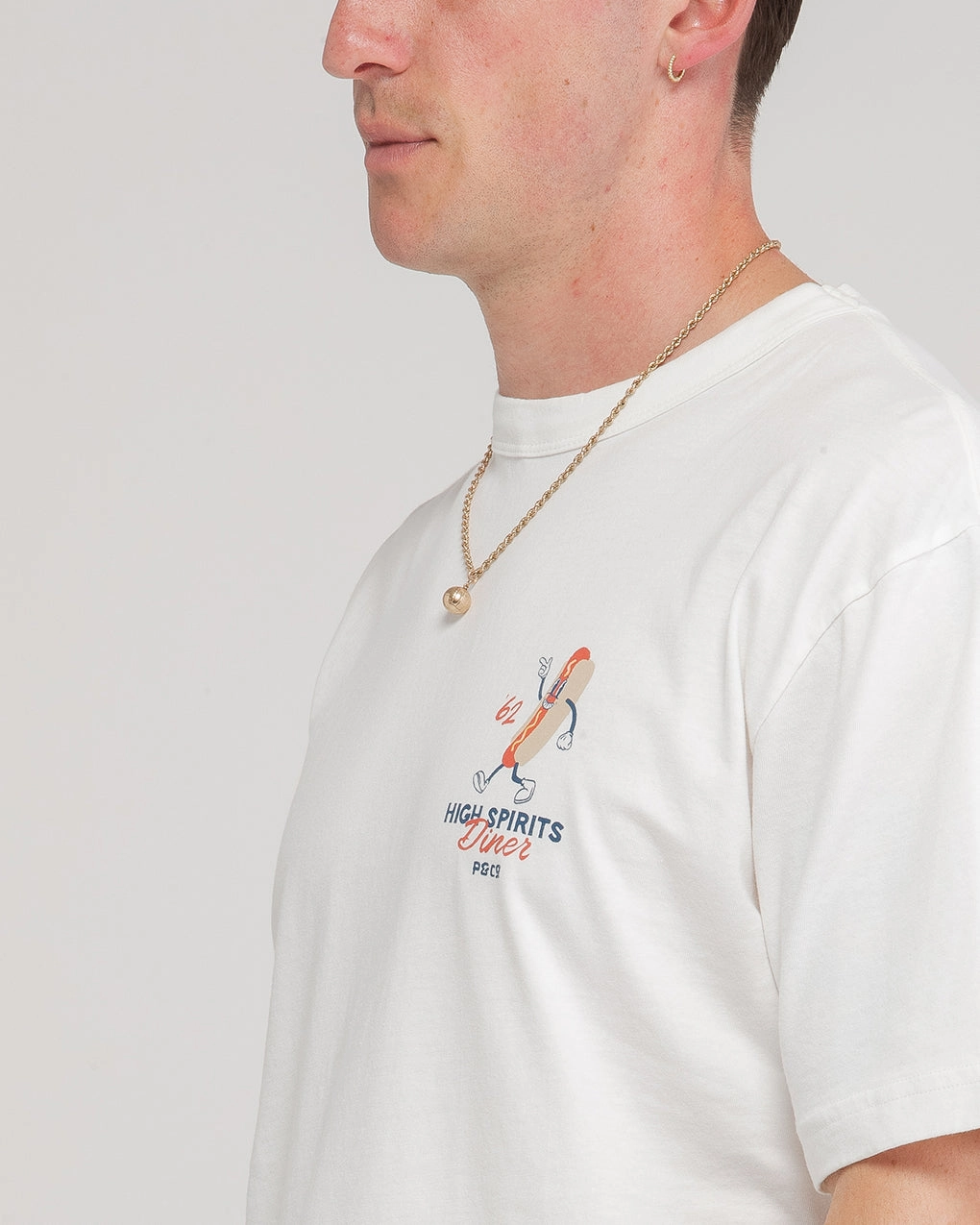 High Spirits Diner Boxy T-Shirt - Off White Casual Style