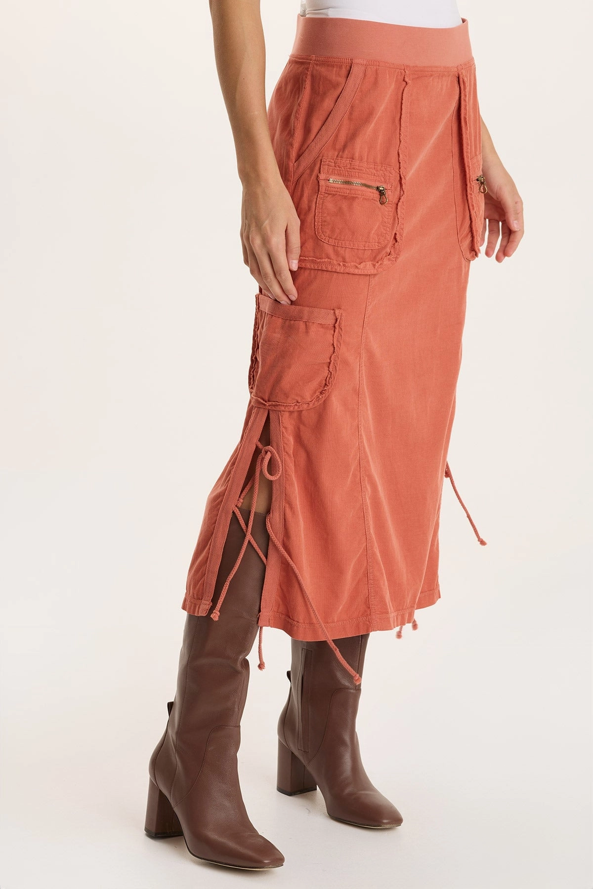 Sisu Corduroy Adjustable Cargo Midi Skirt Fresh Fit