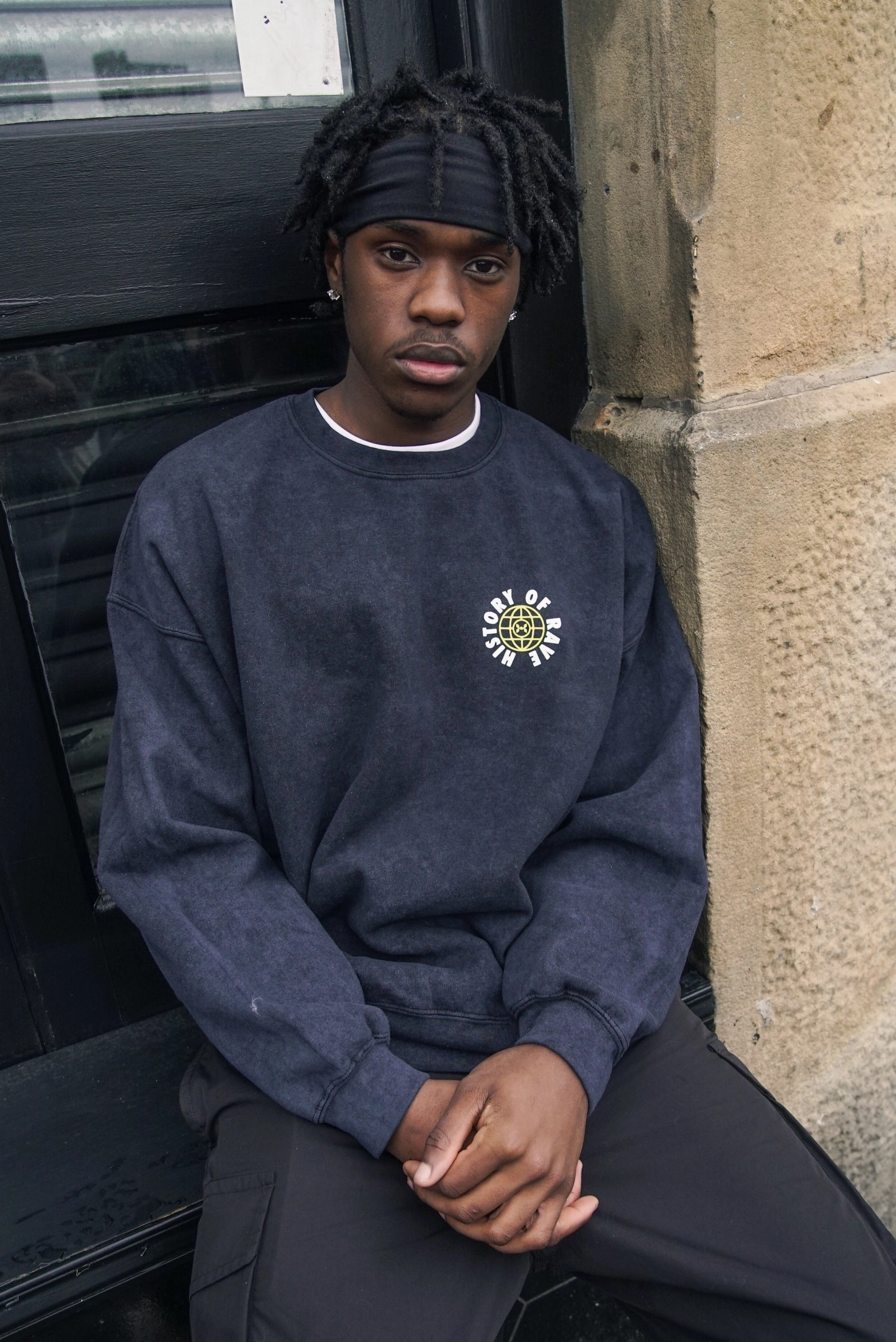 Recycled fabric History Of Rave 'Colosseum' Acid Wash Sweater - Black