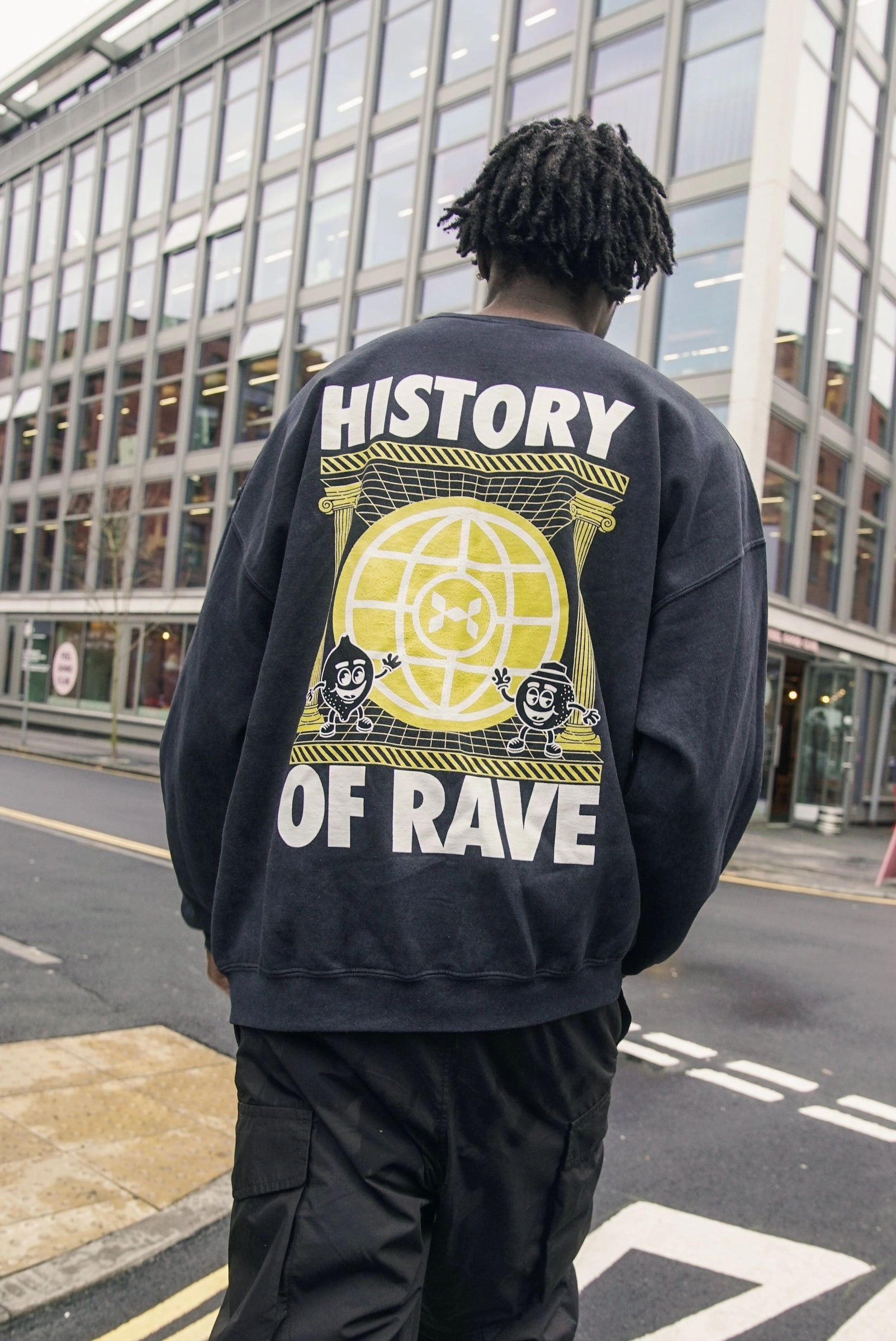Leisure Apparel Festival Style History Of Rave 'Colosseum' Acid Wash Sweater - Black
