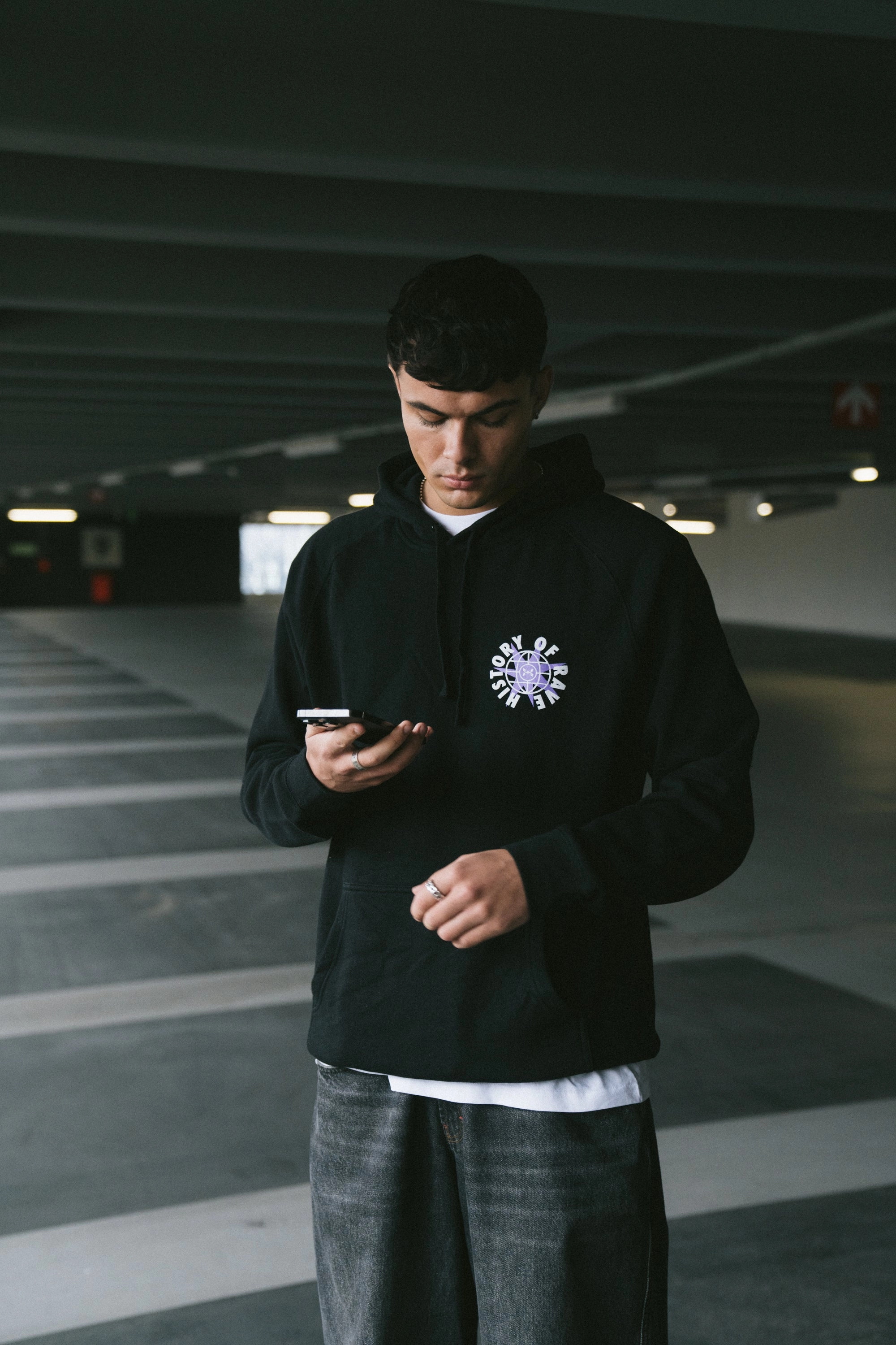 History Of Rave 'Logo' Hoodie - Black Camping Trip