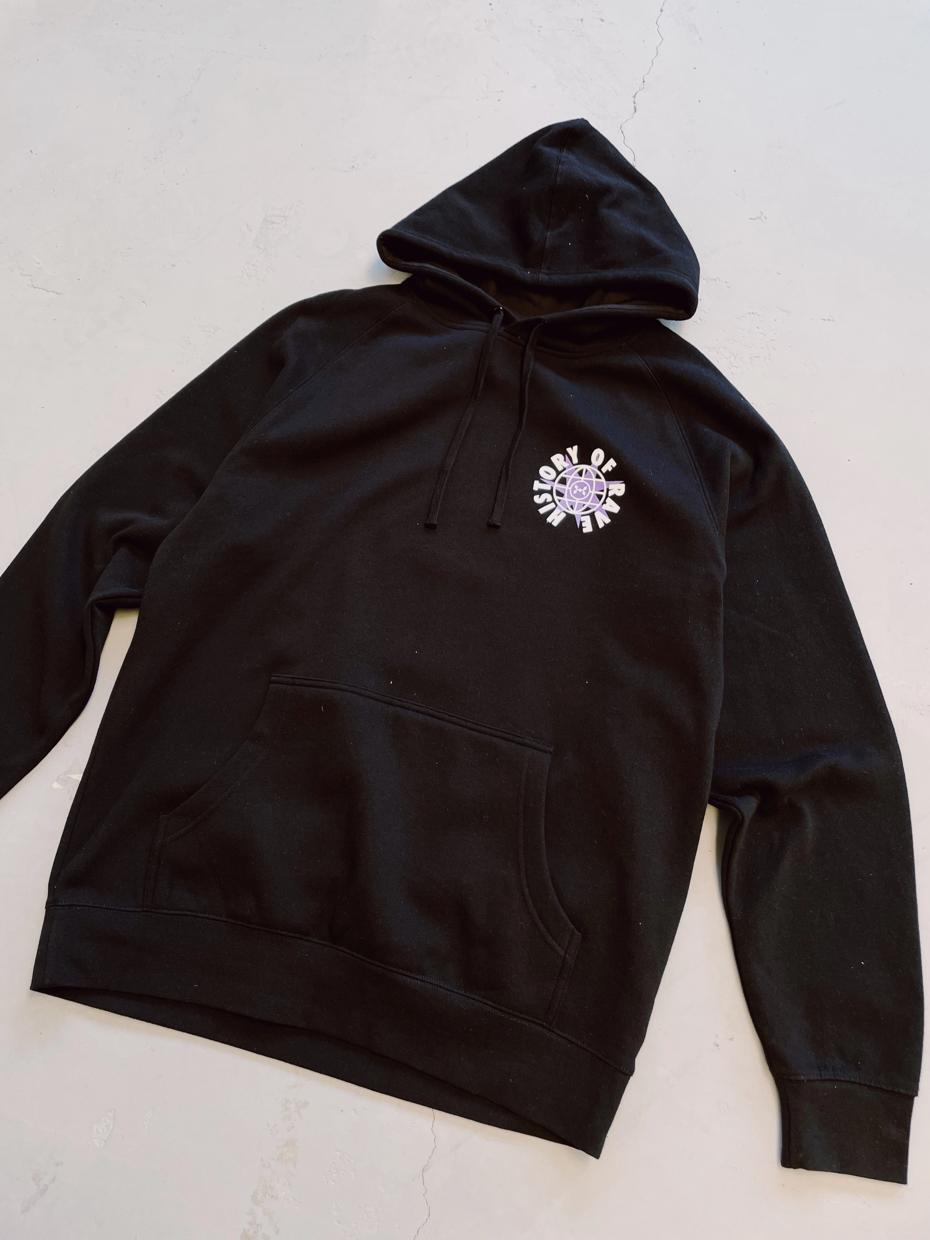 Contrast Inner Layer History Of Rave 'Logo' Hoodie - Black