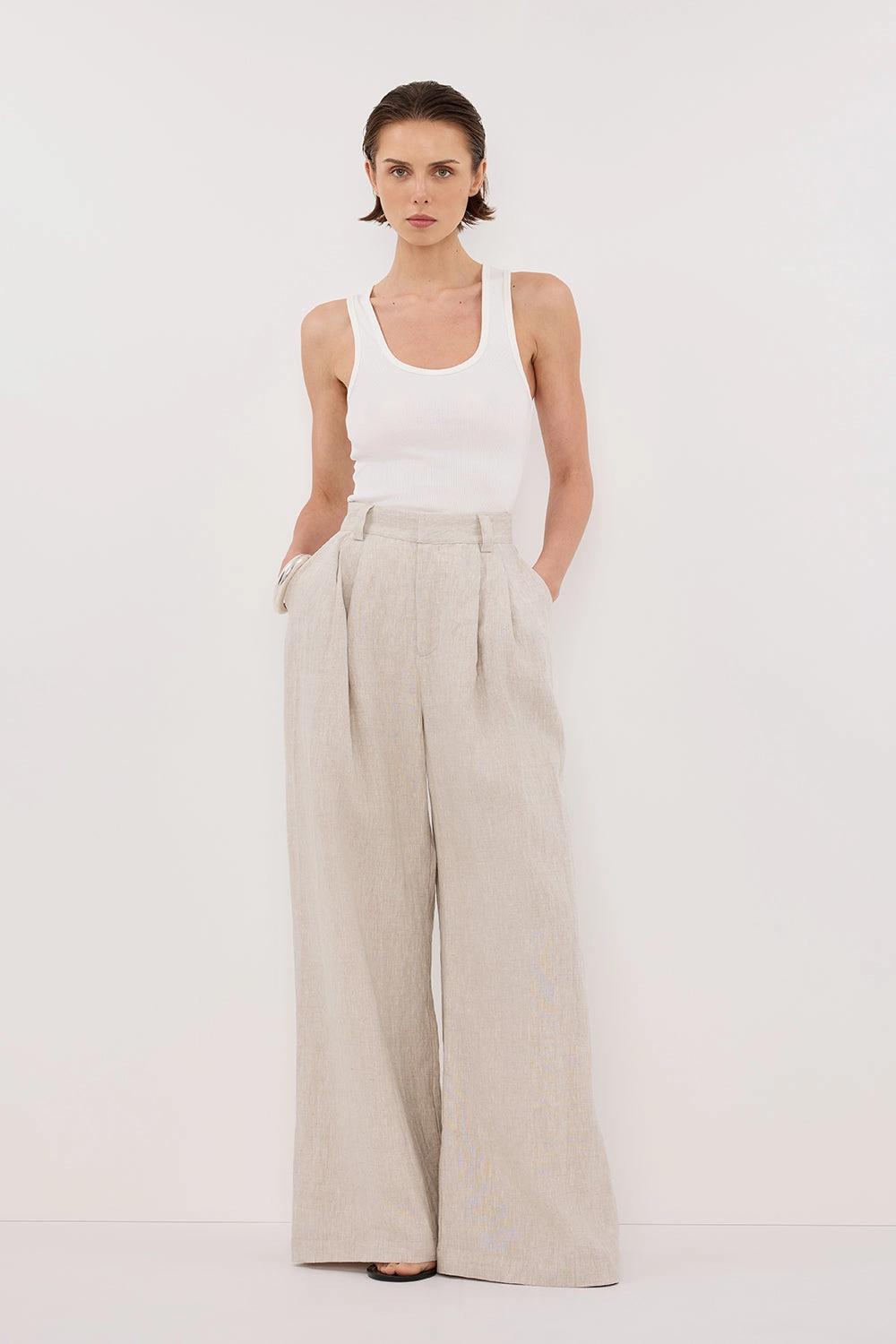 Multi Pocket Configuration Basic Style HOLDEN NATURAL LINEN PANT