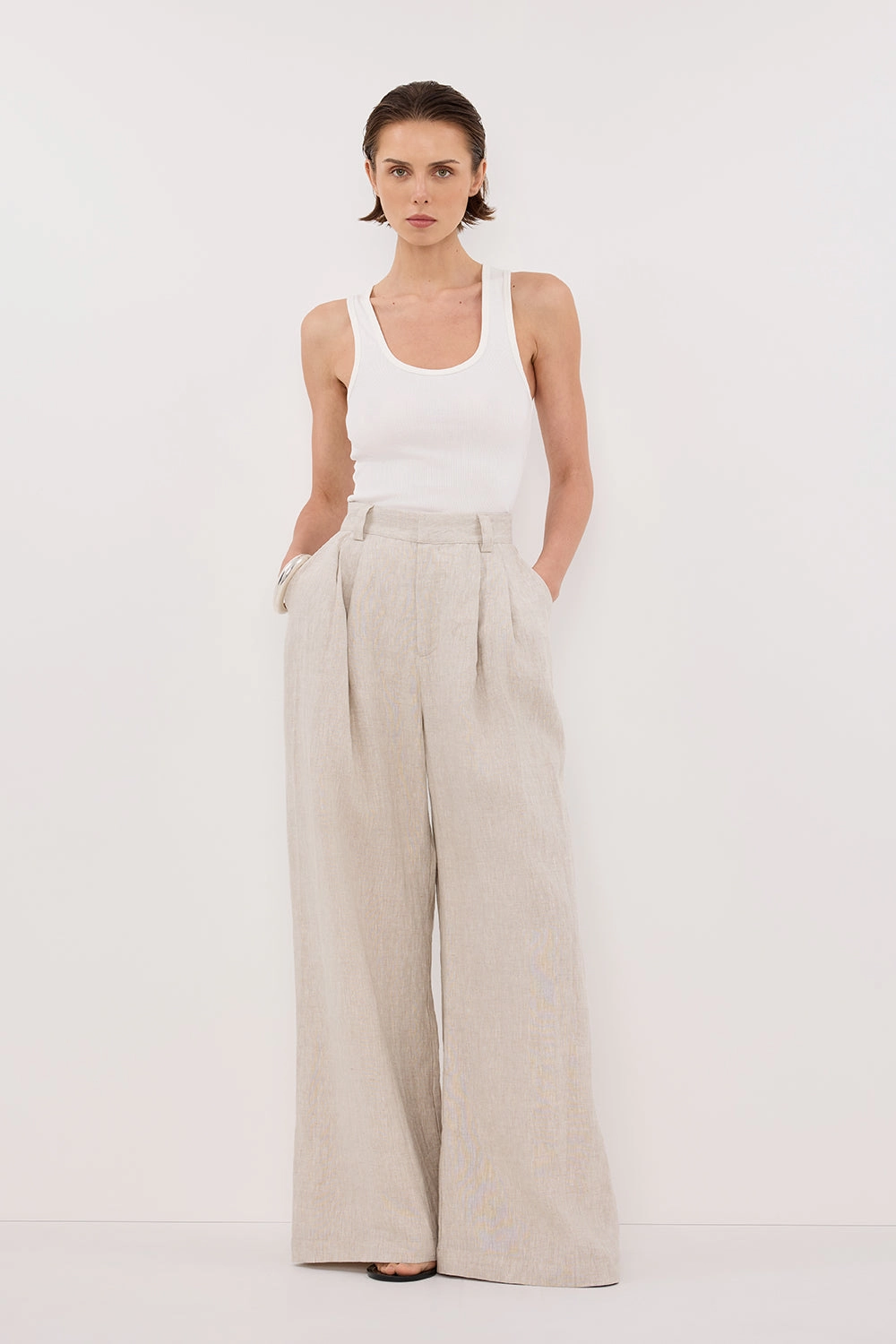 Loose cut Low Bulk Material HOLDEN NATURAL LINEN PANT