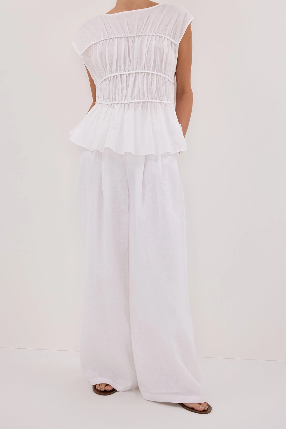 Flexible Waistband HOLDEN WHITE LINEN PANT