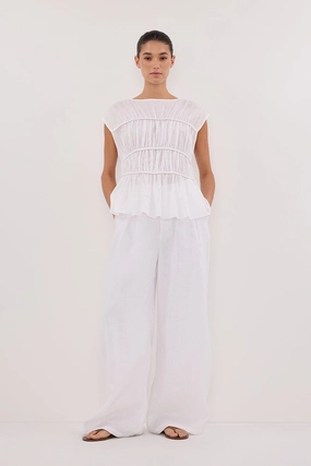 HOLDEN WHITE LINEN PANT Stretch Waist