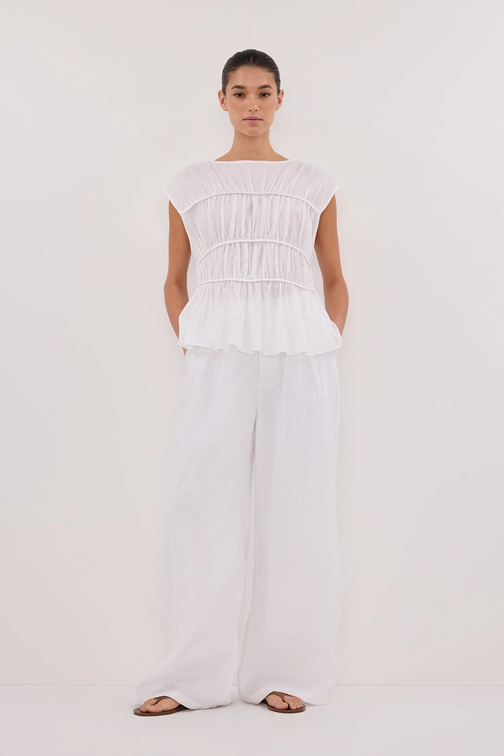 HOLDEN WHITE LINEN PANT Stretch Waist