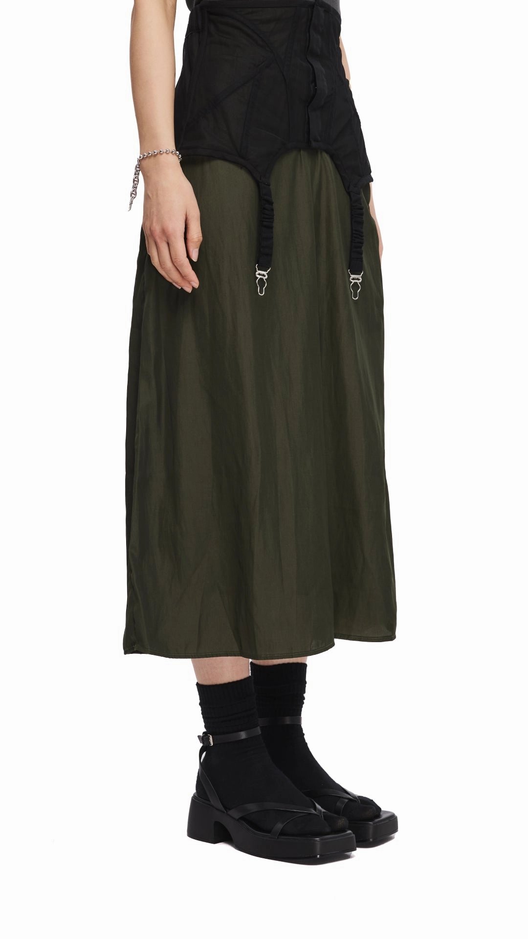 2 In 1 Corset Gather Skirt Sleek Detail premium fabric