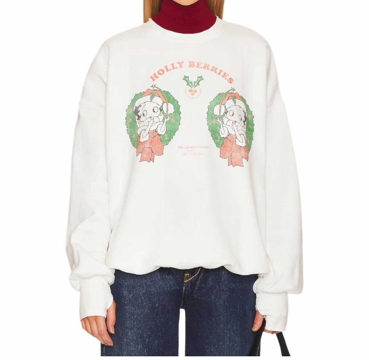 Holly Berries Sweater In White Knit Layering