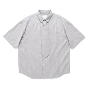 Comfort-First High-End Fashion (ST474) Stripe Tie Short Sleeve Shirt