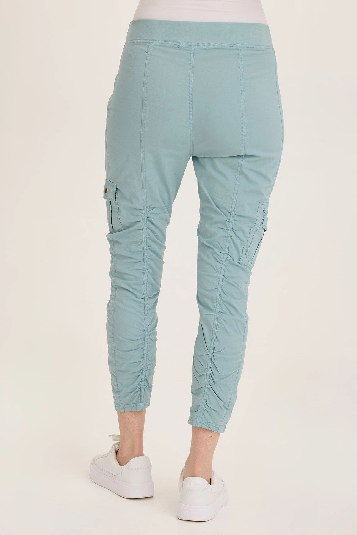 Non Roll Waistband Tilton Stretch Poplin Ruched Skinny Pant