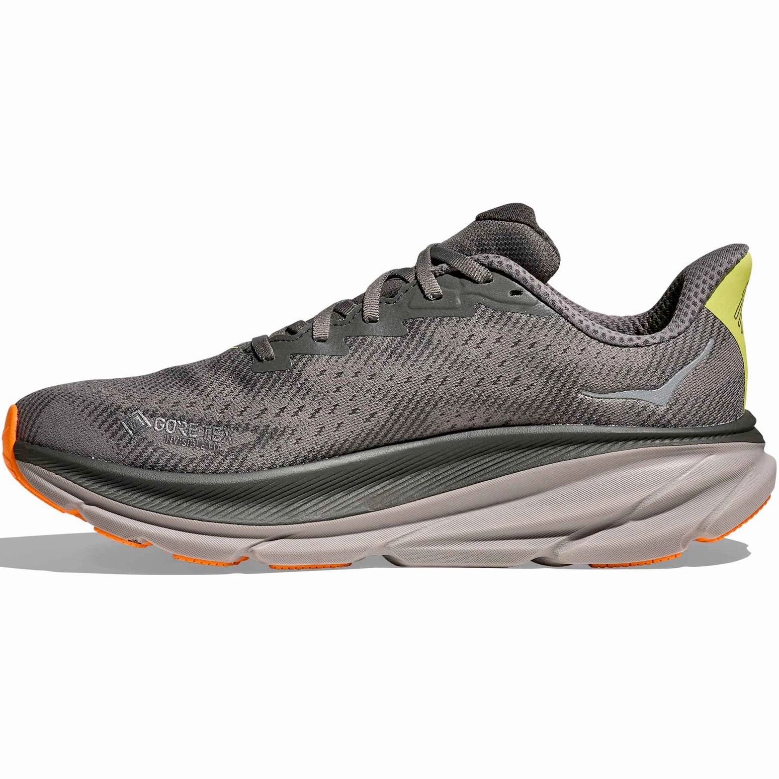 speed equipment Cushioned ride Men's Clifton 9 GORE-TEX Running Shoes Asphalt Grey / Gravel