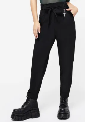Dinza Tie Waist Tapered Trousers All-day Flex