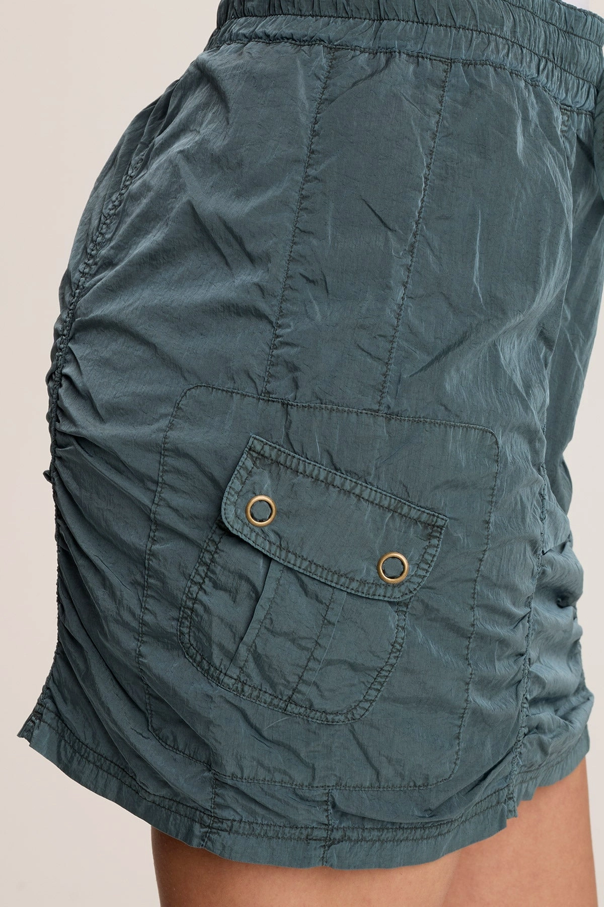 Collaboration Piece Delicate Texture Marley Ruched Sporty Cargo Mini Skirt