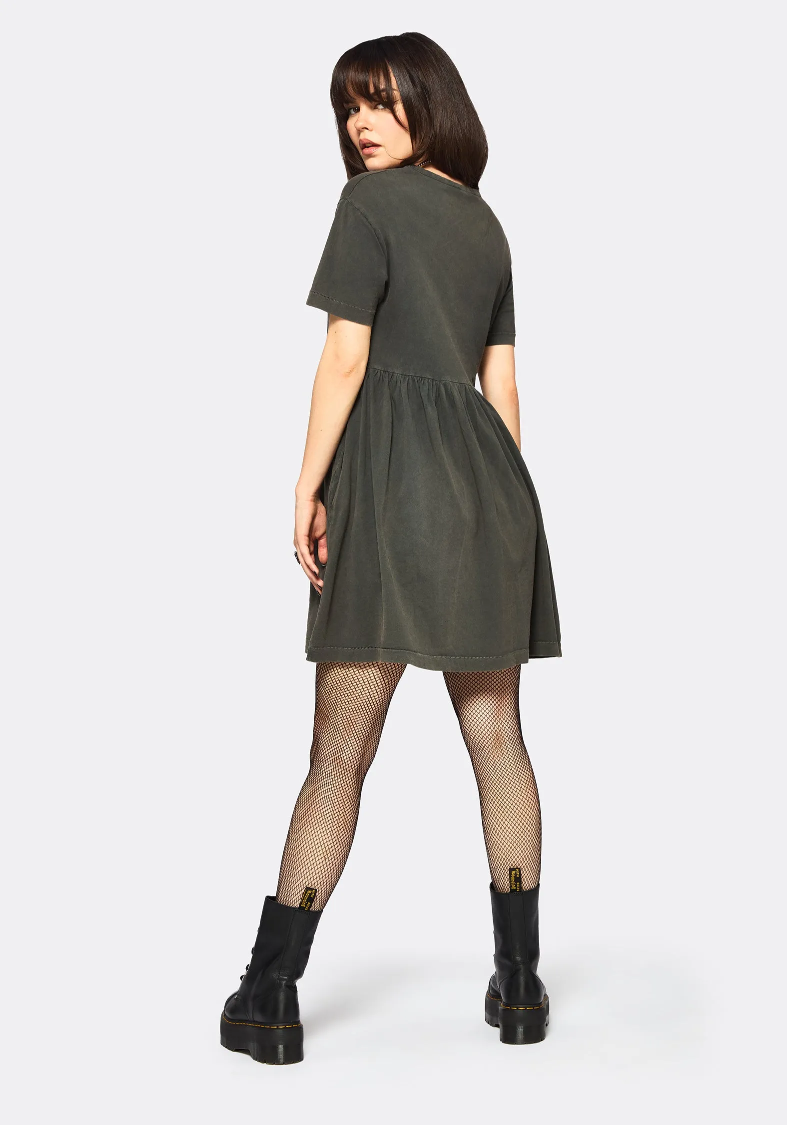 Illvminatio Bleach Graphic Cotton Mini Skater Dress Urban Light