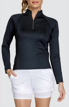 Stylish Knit Imelda Zip Pullover Top In Black