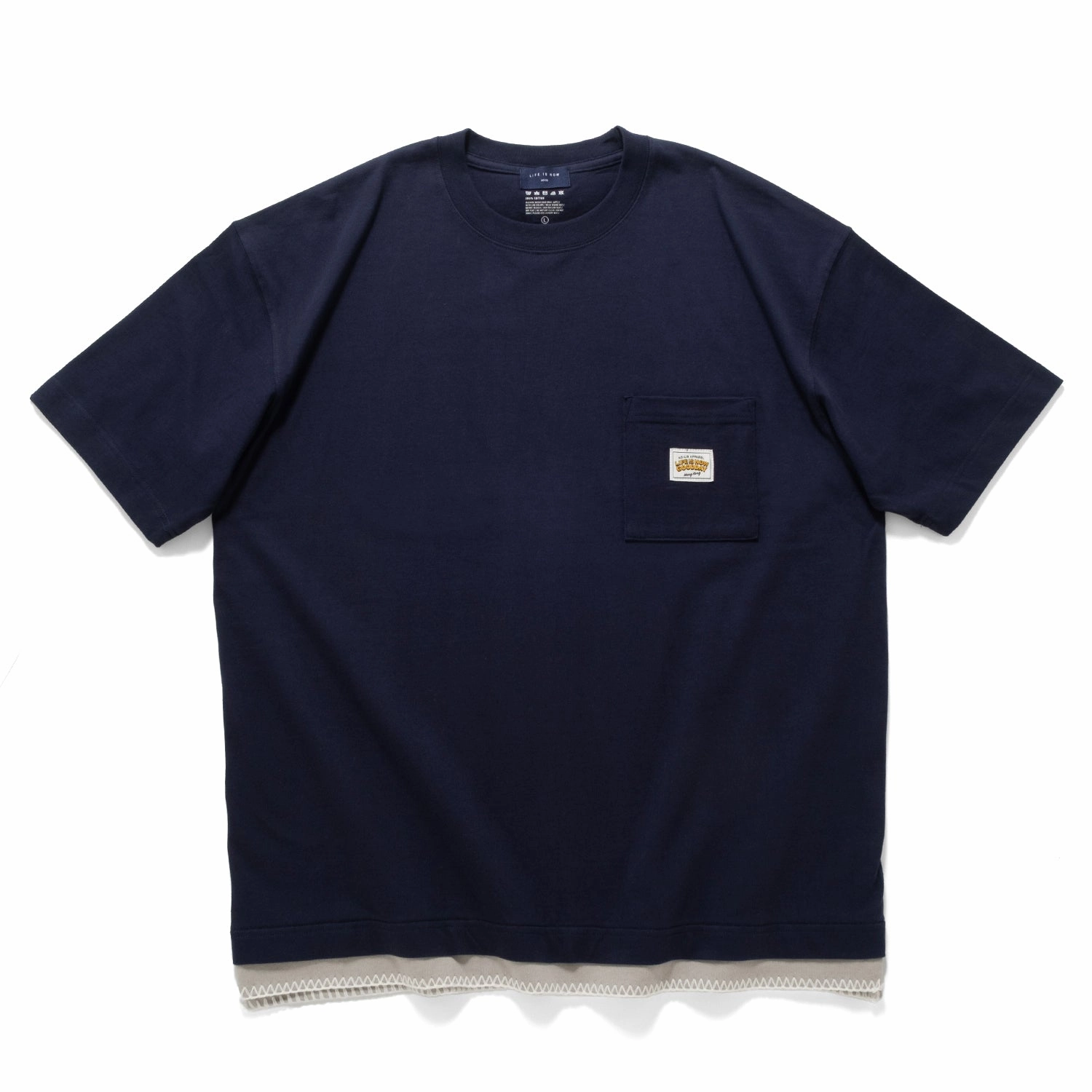 Minimalist Style (ZT1674) Stitching Fake Layer Pocket Tee