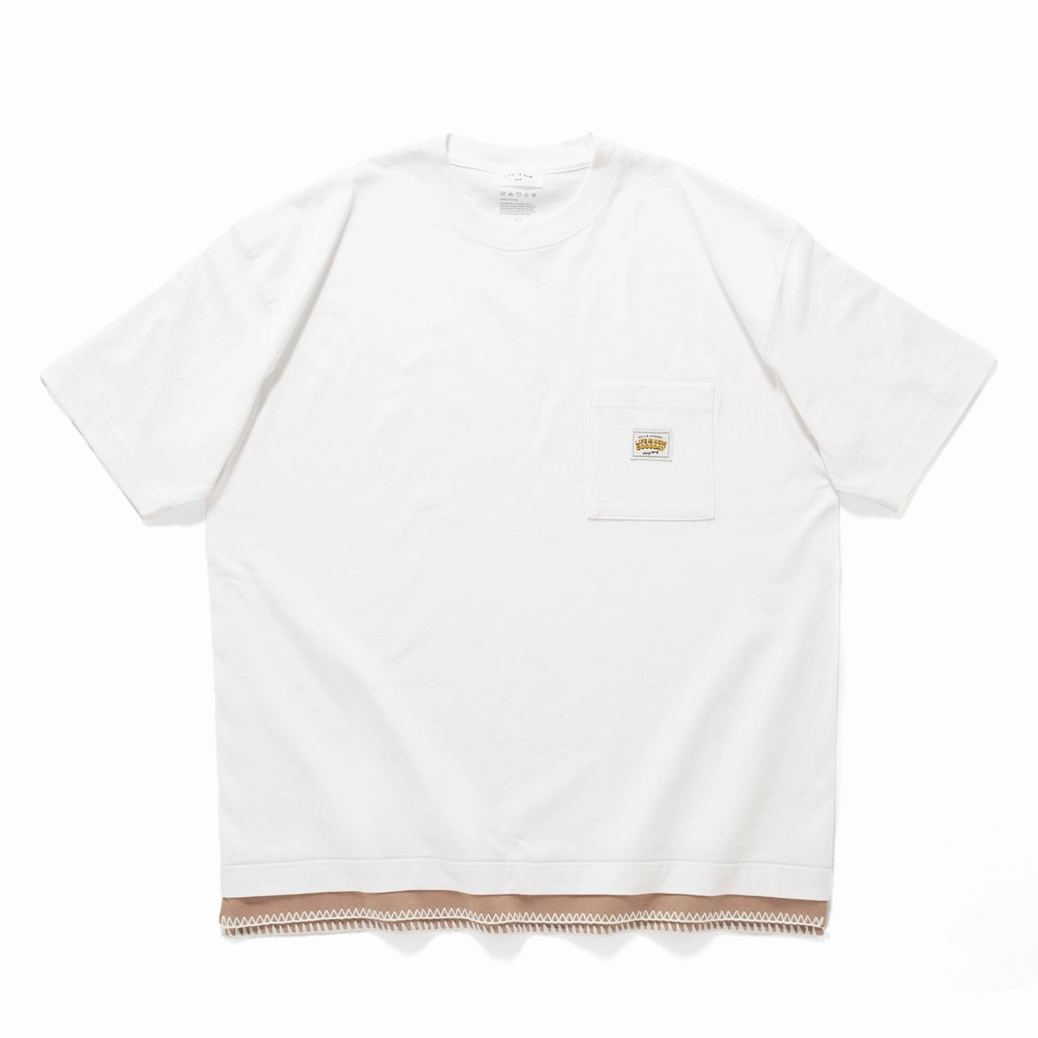 (ZT1674) Stitching Fake Layer Pocket Tee Quick Comfort Summer Essential