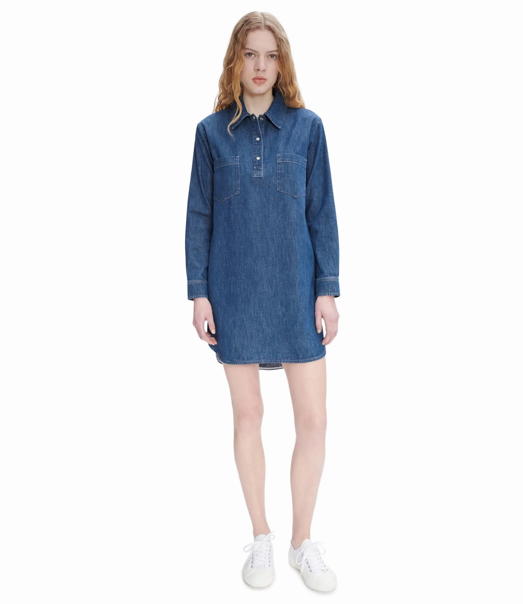 Classic structured dress Dropped-Waist Indigo Delave Texas Dress