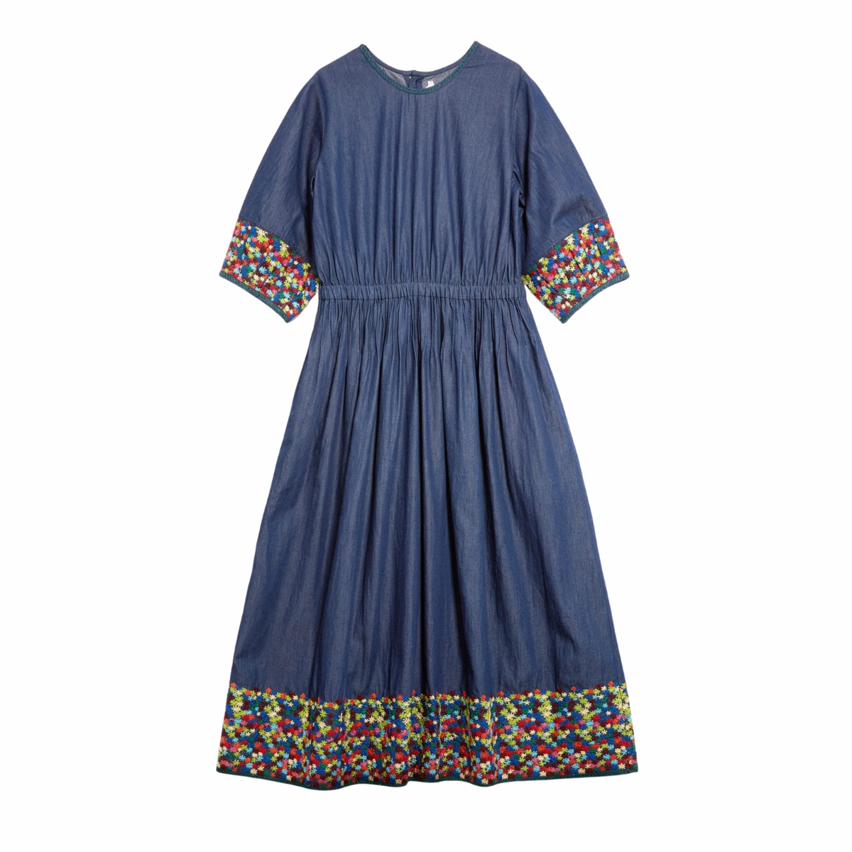 Indigo Garden Dress Raw-Hem
