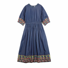 Indigo Garden Dress Raw-Hem