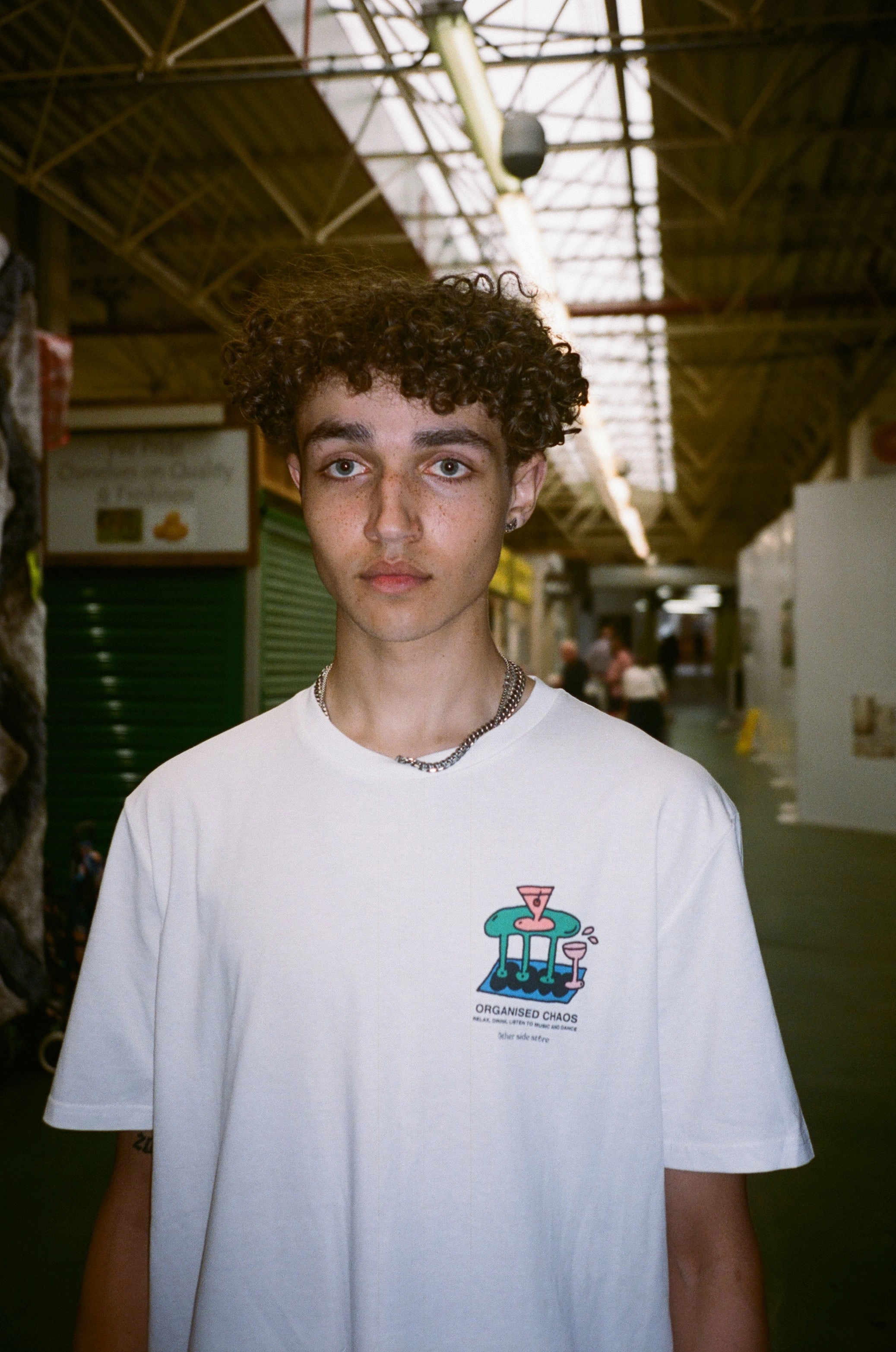Other Side Store 'Organised Chaos' Organic Tee - White Eco Certified Textile Chic Design