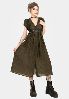 Classic Cut Stretch Fabric Infinity Button Up Midaxi Dress