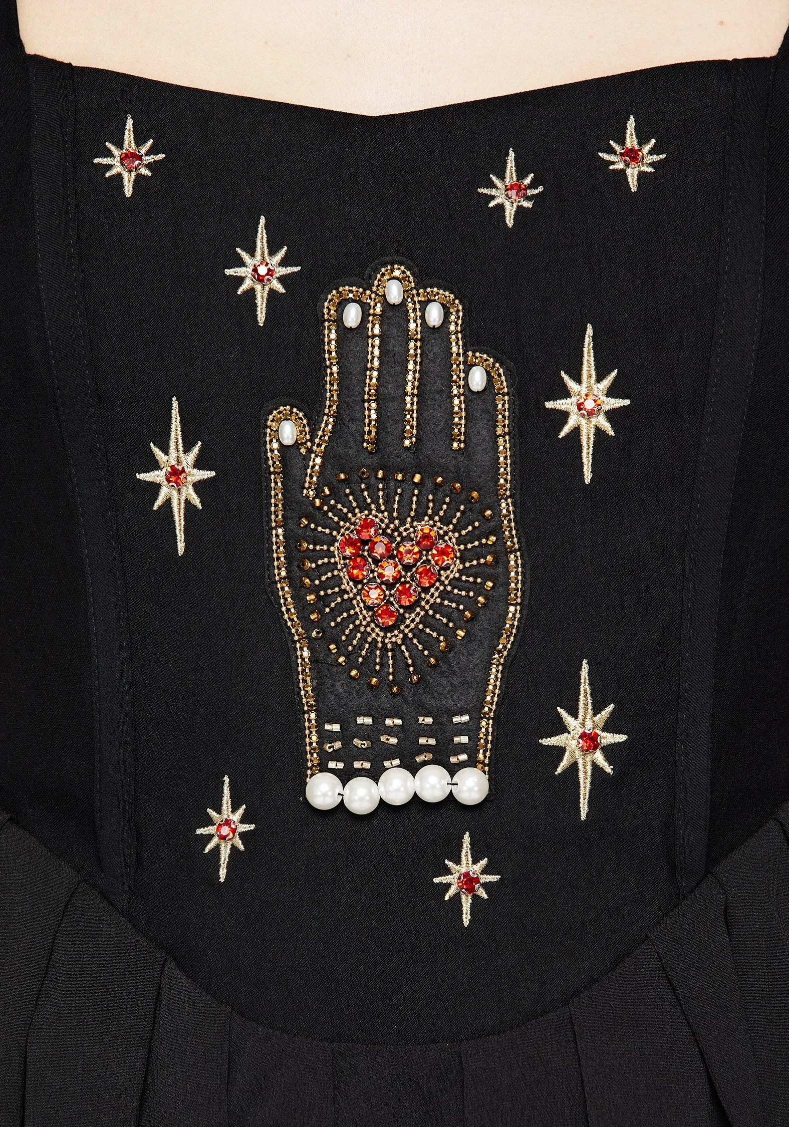 Back Detail Trendy Layer Ingrid Embroidered Applique Corset Mini Dress