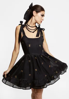 Insectarium Embroidered Organza Tiered Corset Mini Dress Fresh Outfit