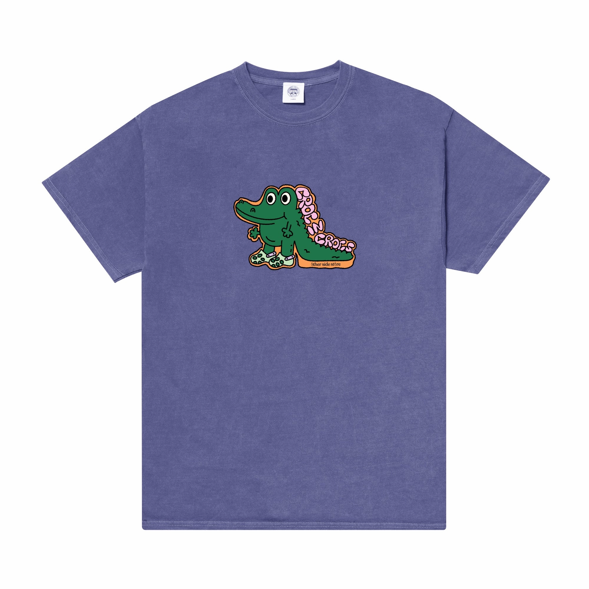 Other Side Store 'Croc In Crocs' Vintage Washed Tee - Violet WrinkleResistant