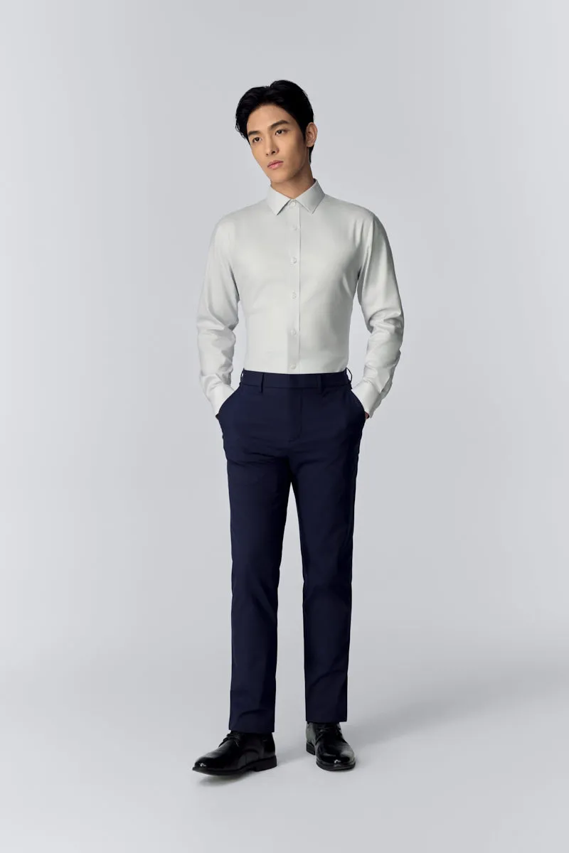 Luxurious Feel Plaid Design InstantCool Twill Dress Shirt | Pale Grey Semi Plain 19490N