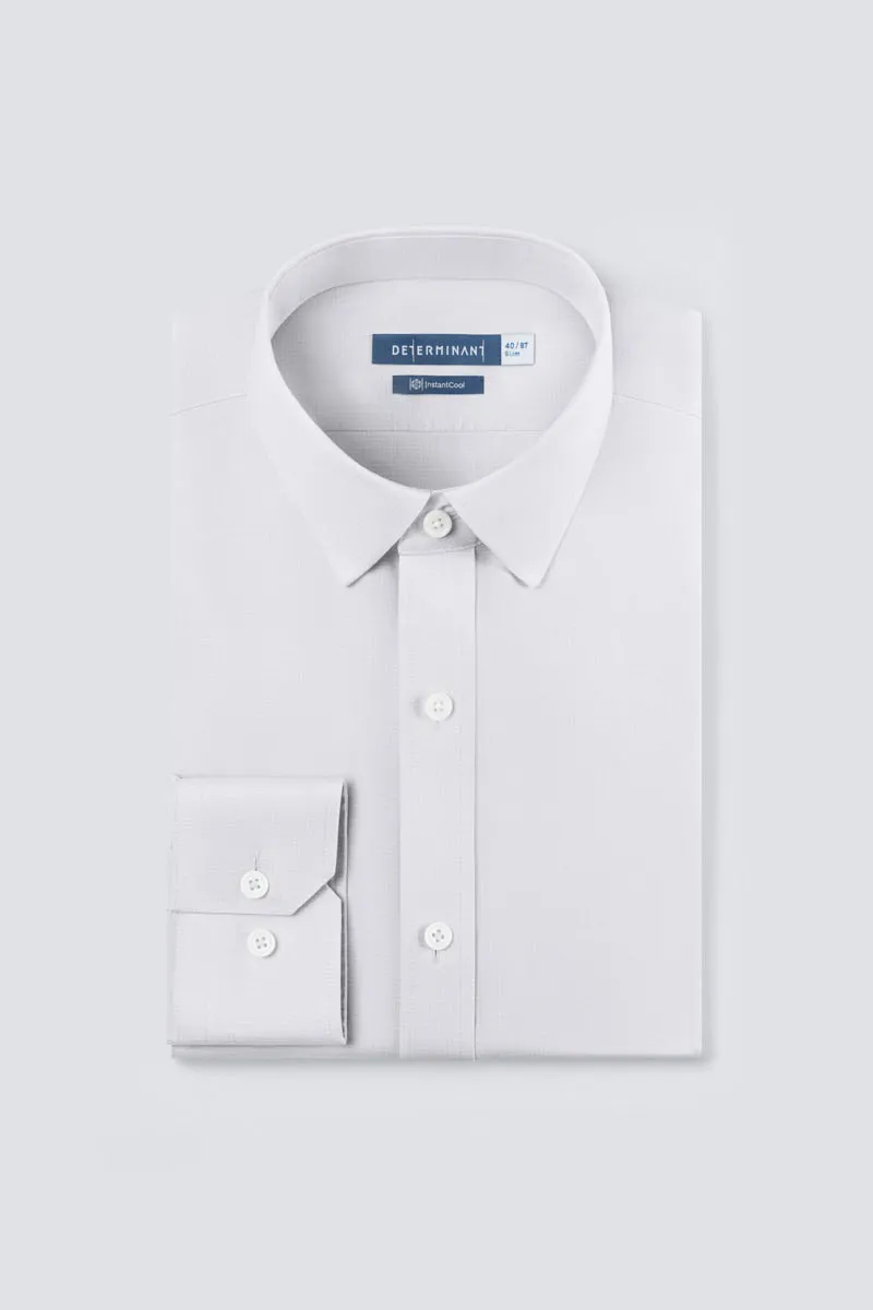 InstantCool Twill Dress Shirt | Pale Grey Semi Plain 19490N Adjustable Cuffs