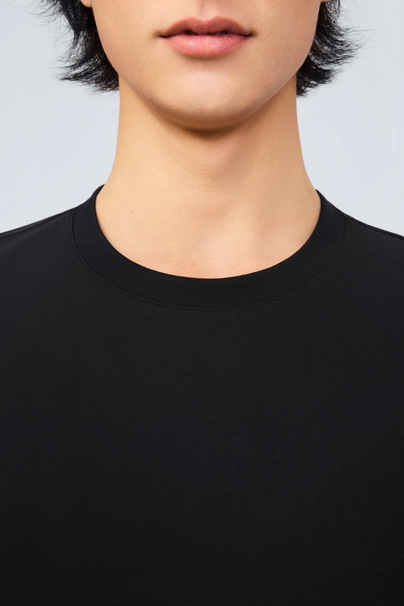 Casual Chic Look Relaxed Comfort Look InstantCool Jersey Crew Neck T-Shirt | Black BKFD01