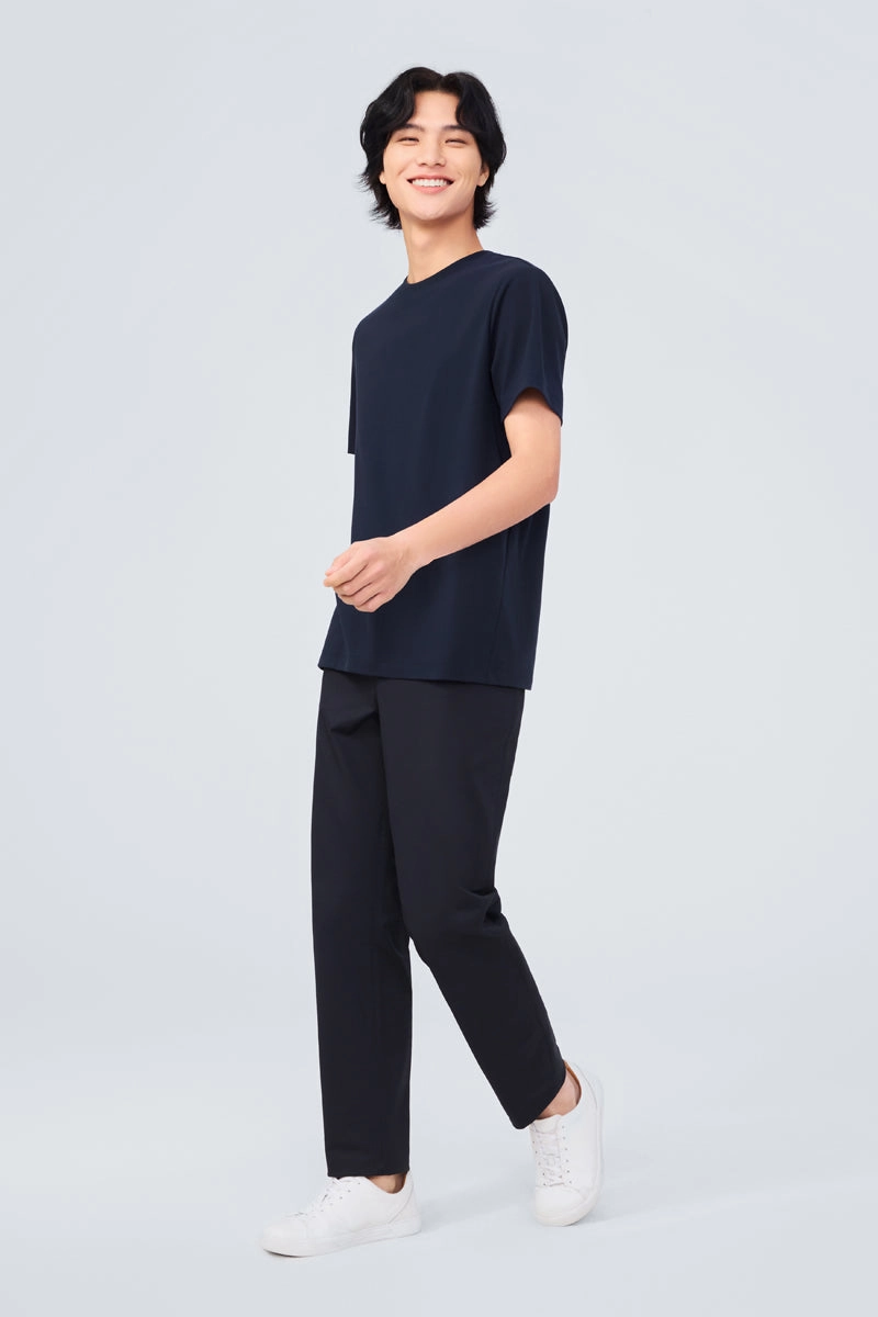 InstantCool Jersey Crew Neck T-Shirt | Navy NYE009 Soft Texture