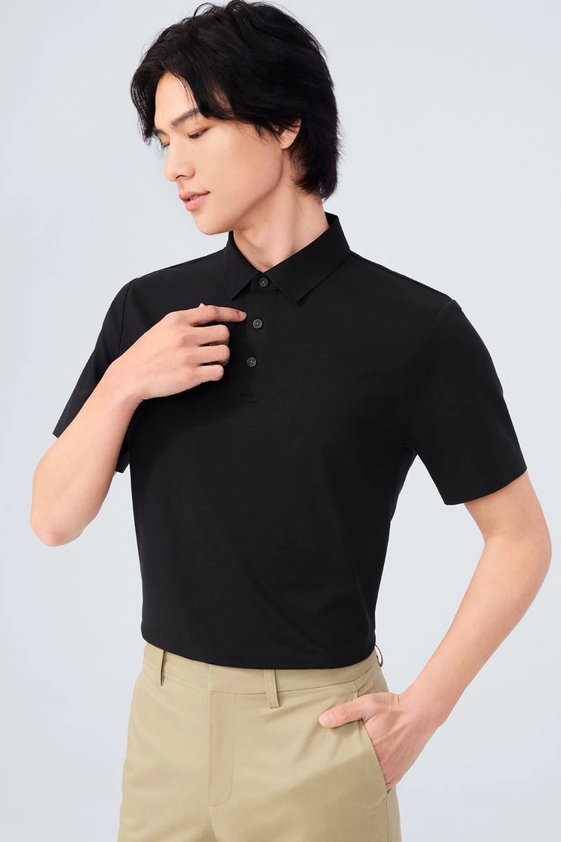 Cotton Blend InstantCool Jersey Polo | Black BKFD01