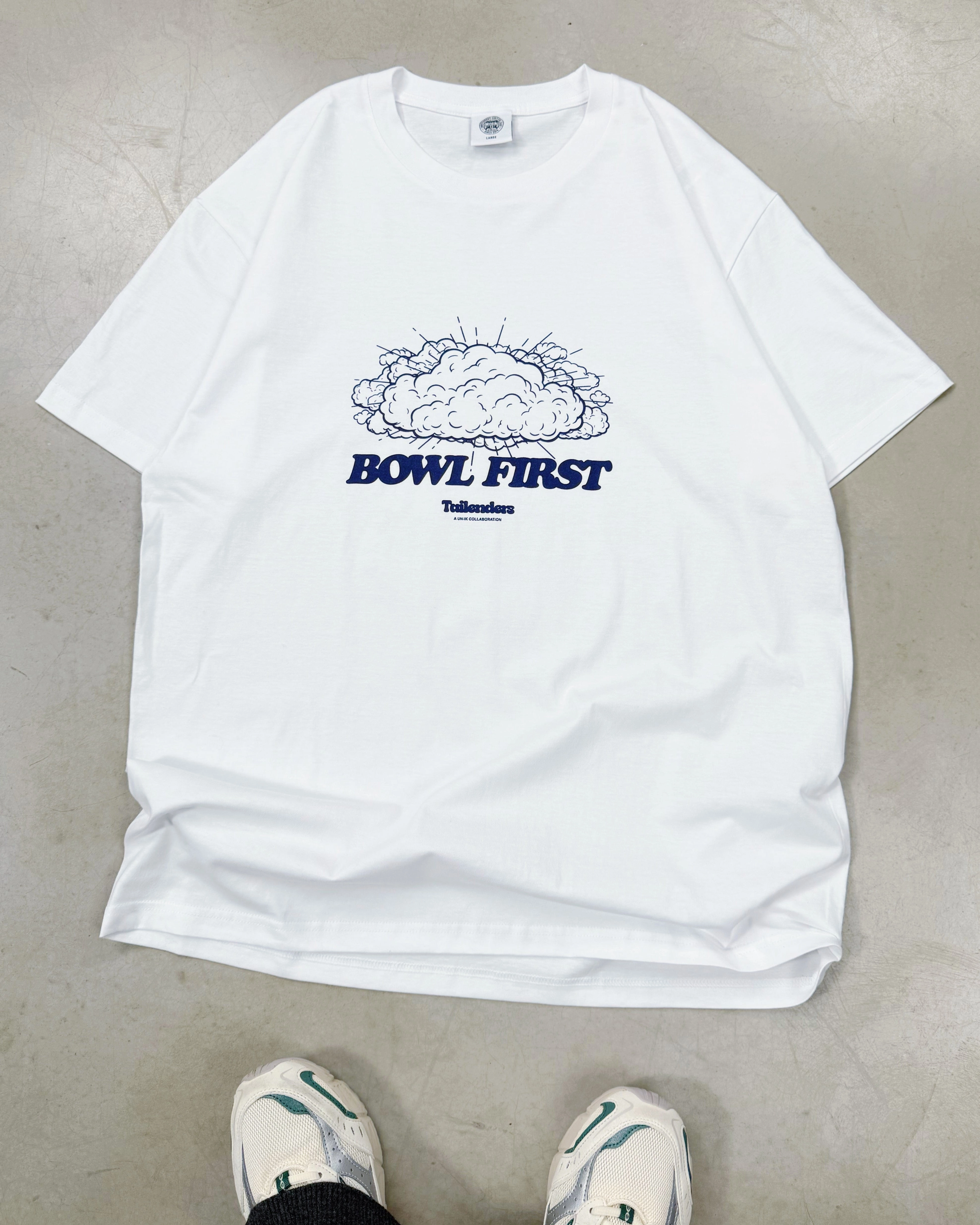 Casual Chic Wear Subtle Embroidery Tailenders 'Bowl First' Tee - White