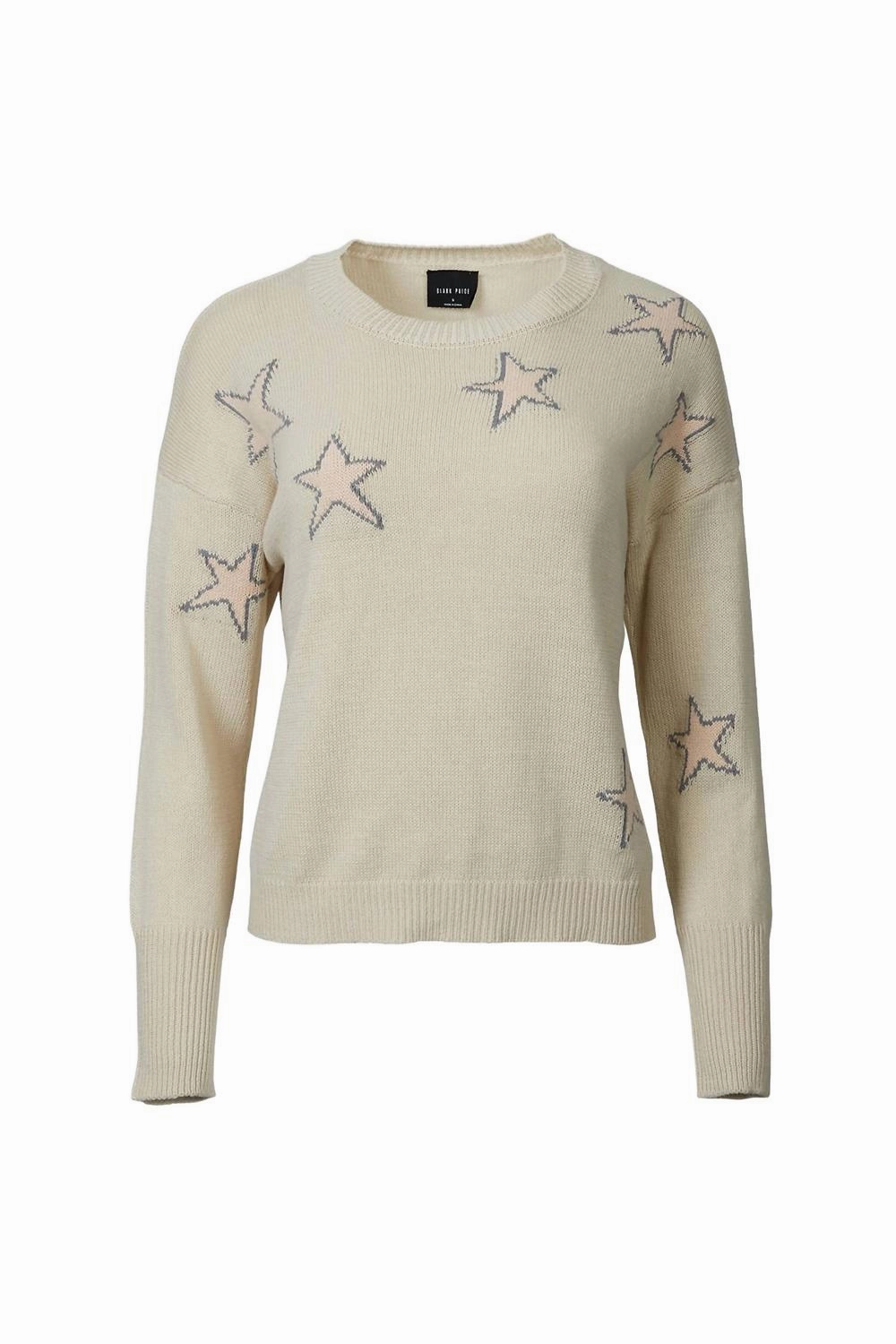 Intarsia-Knit Cotton Sweater In Taupe Comfy Layered Wear Cold Weather Fashion