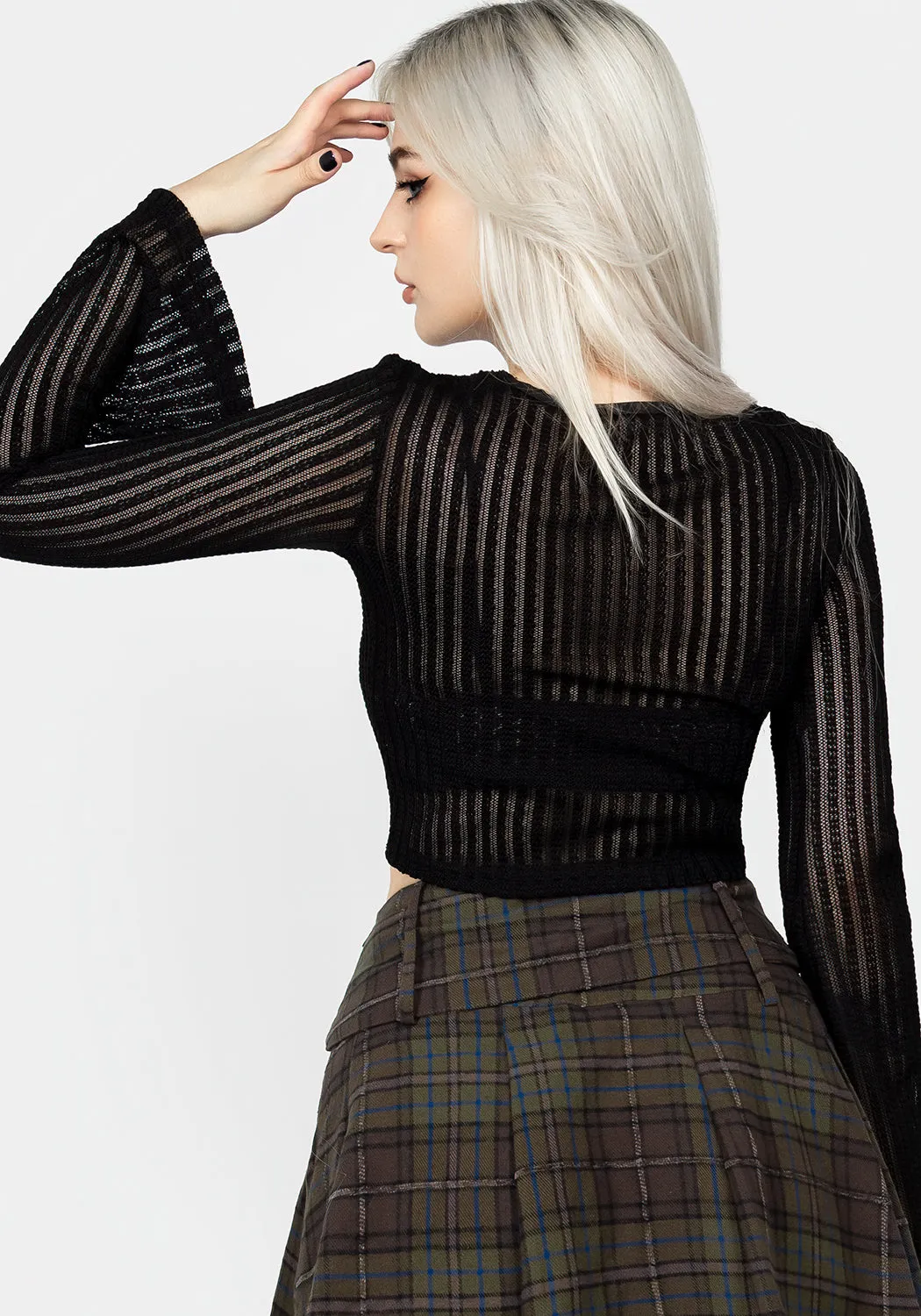 Habundia Flared Sleeve Crop Top Morning routine