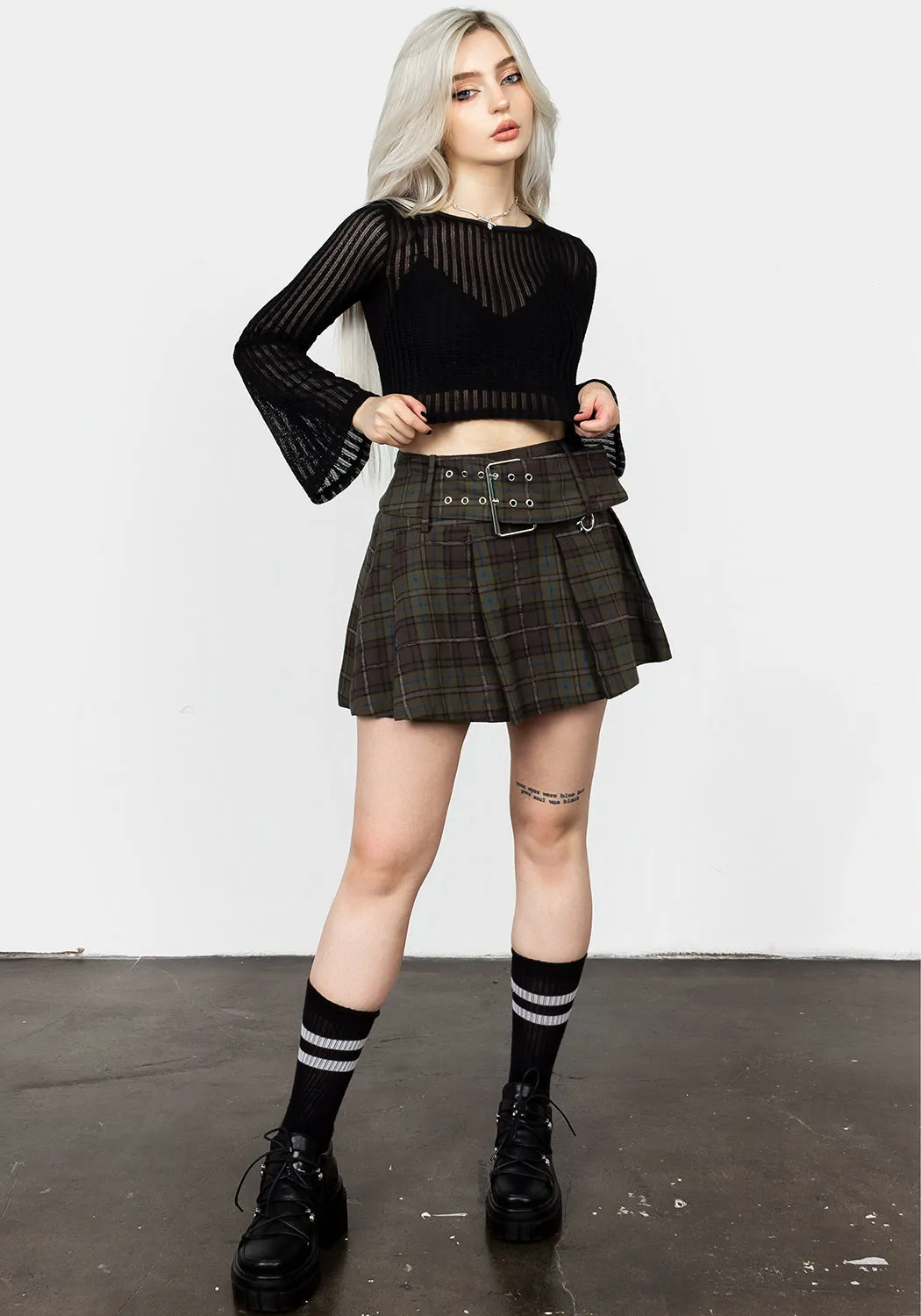 Habundia Flared Sleeve Crop Top Polar region