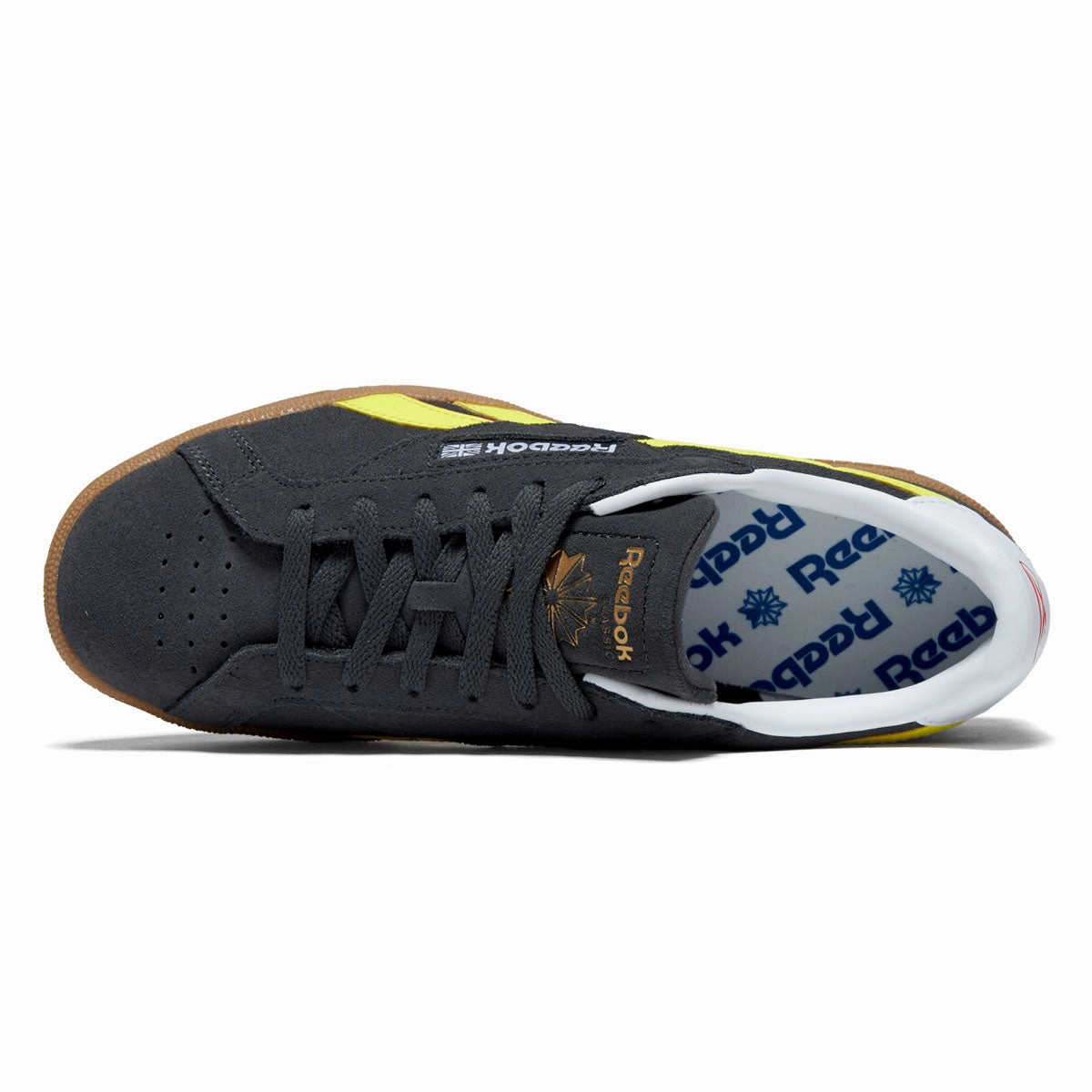 Micro Perforated Vamp Reebok Club C Grounds UK Shoes - Black/Electric Yellow/Gum