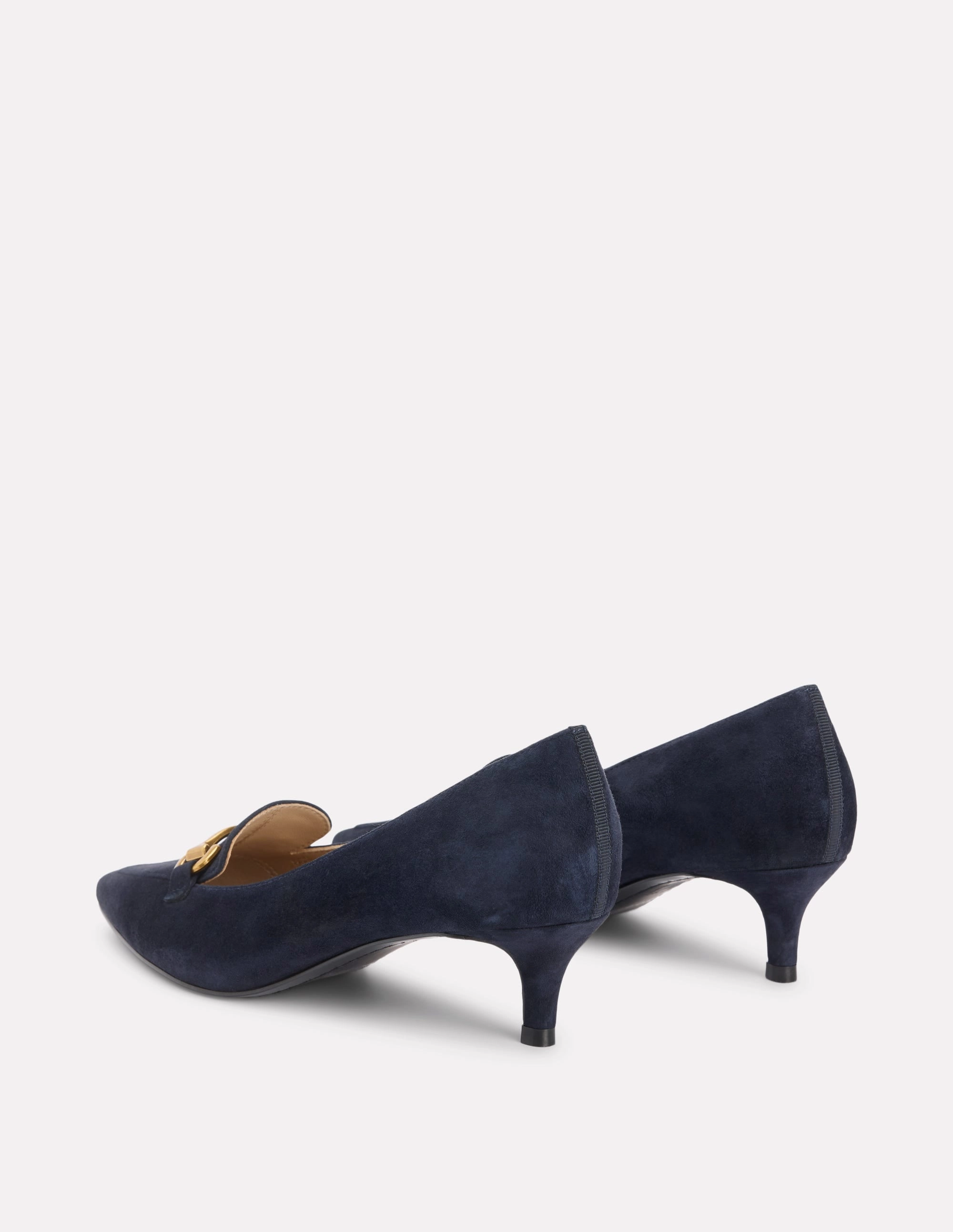 Smooth Surface synthetic leather Iris Heel Snaffle Point Loafer-Navy