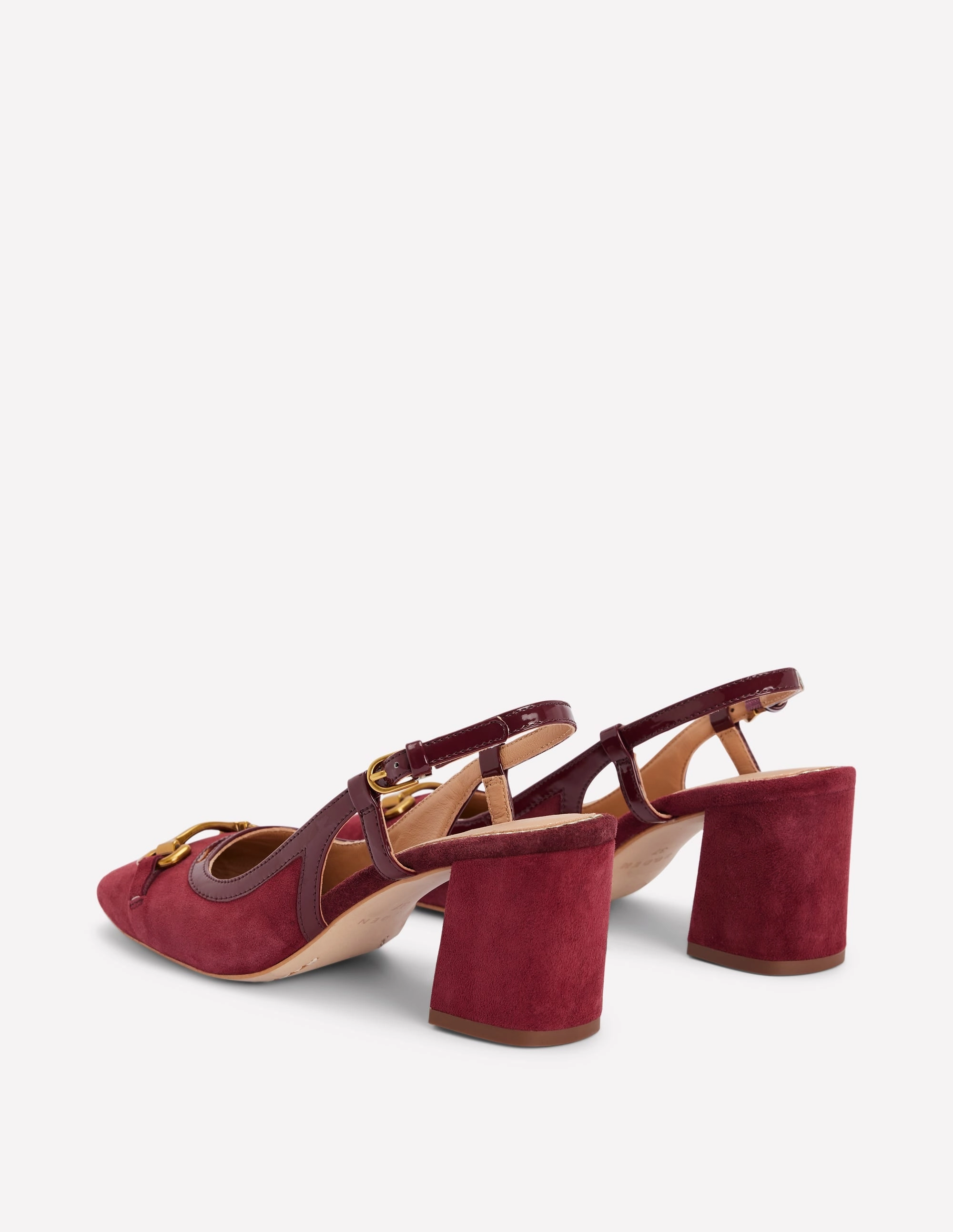 Closed Toe Iris Snaffle Slingback Heels-Oxblood
