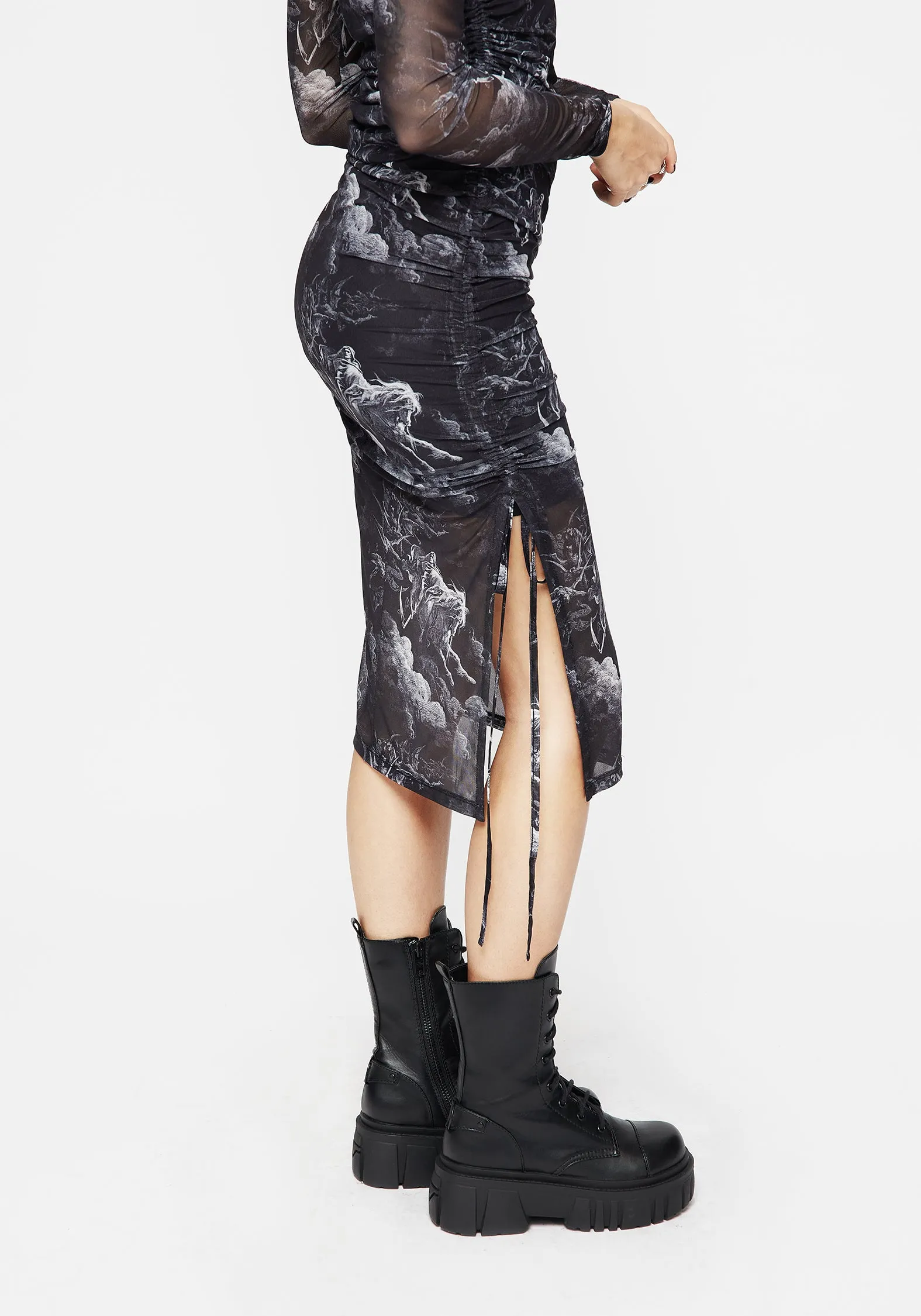 Revelation Bodycon Ruched Midaxi Dress Skin-friendly Perfectly Fit Look