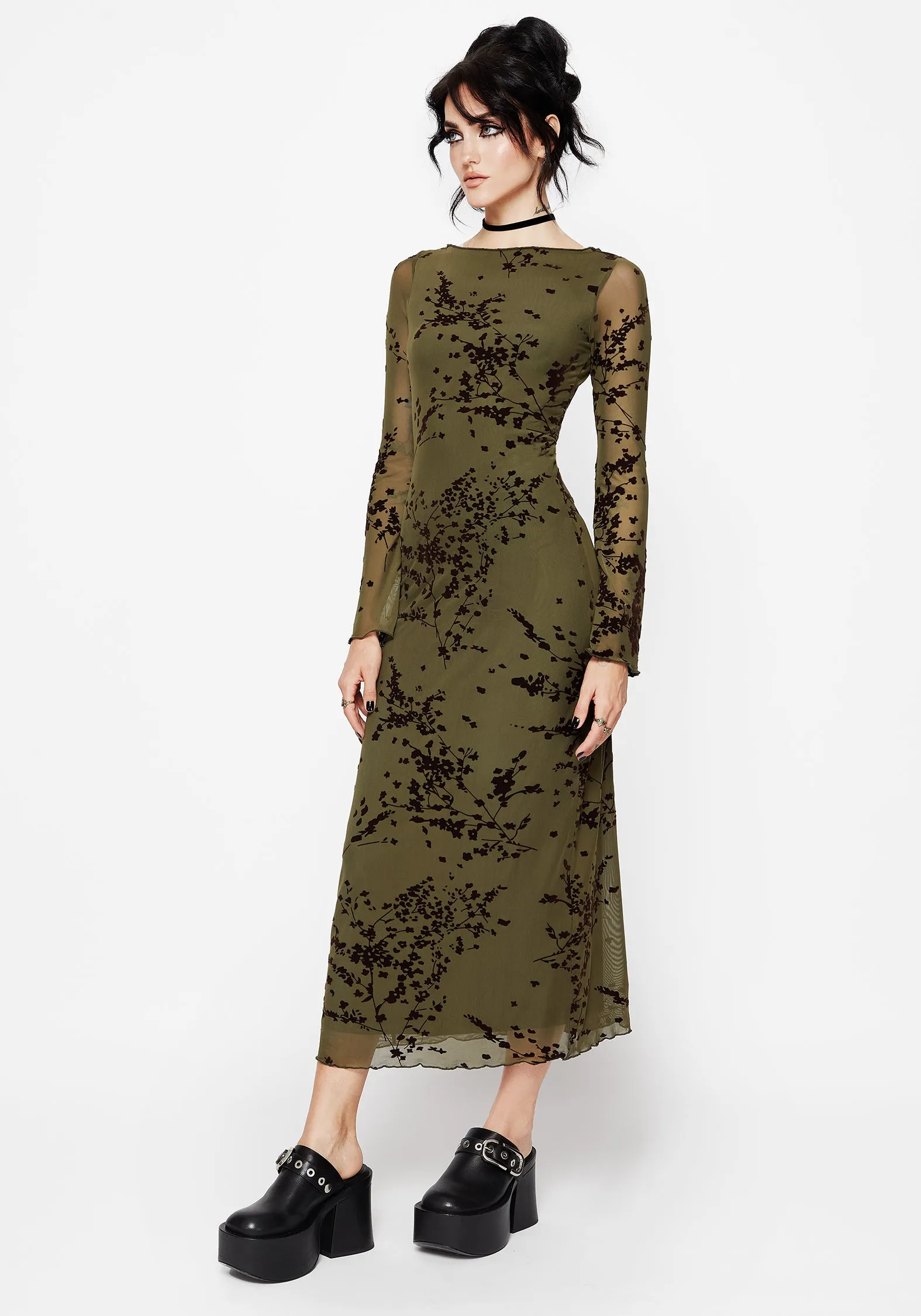 Jael Flocked Devor?? Midi Dress garden wedding